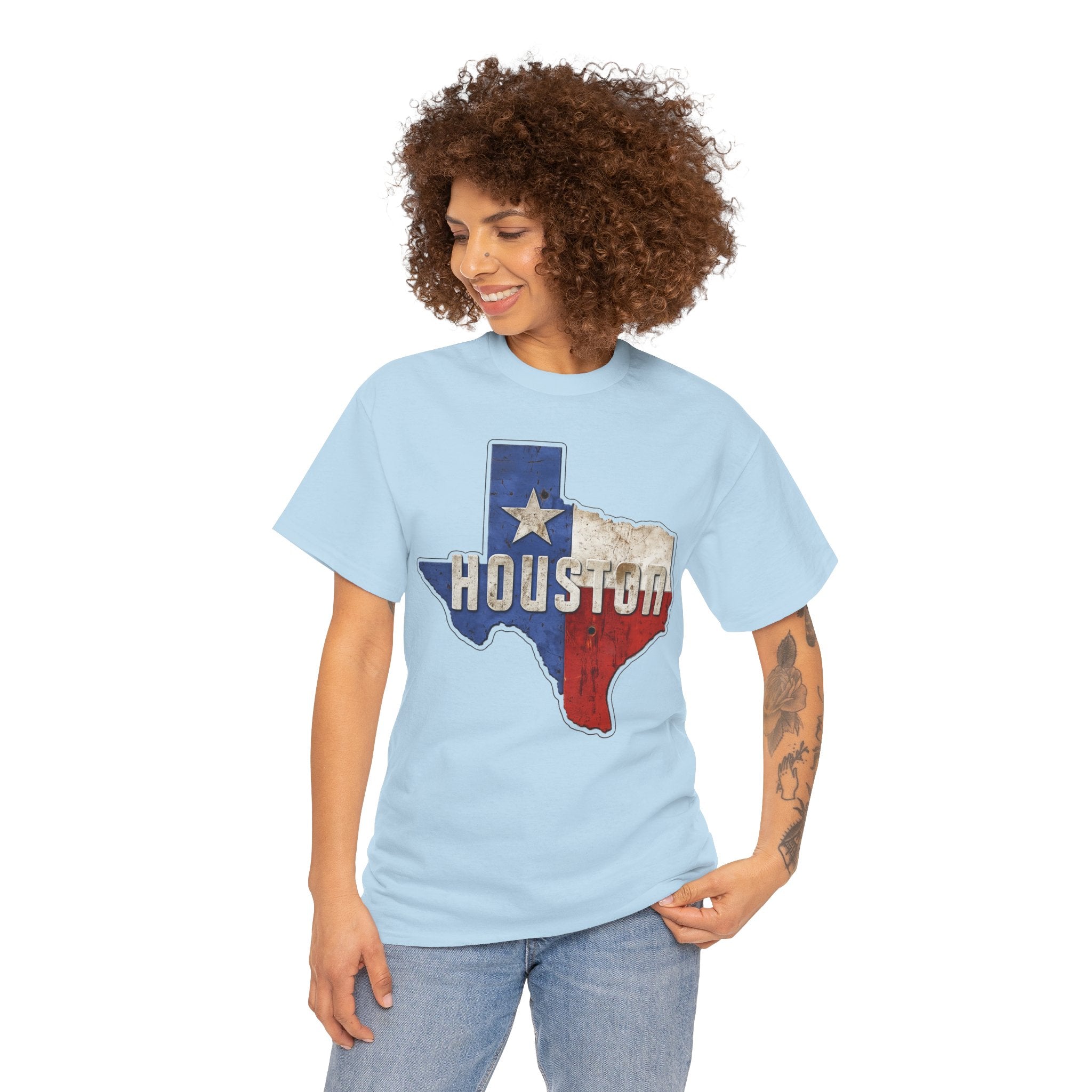 Houston Texas Flag Graphic Tee — Vintage State Outline T-Shirt