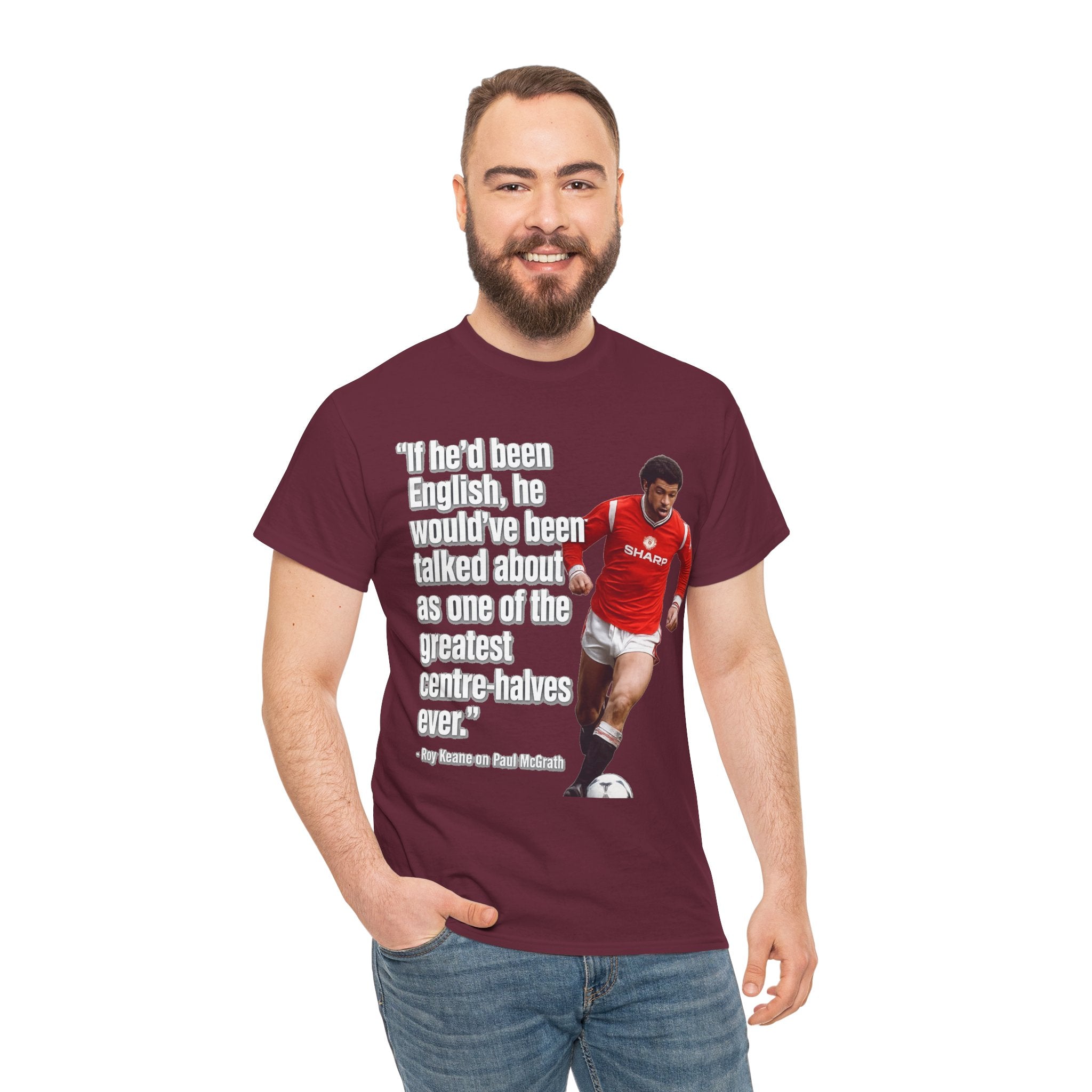 Vintage Football Tee — 'if he'd been English...' Roy Keane on Paul McGrath Quote Shirt