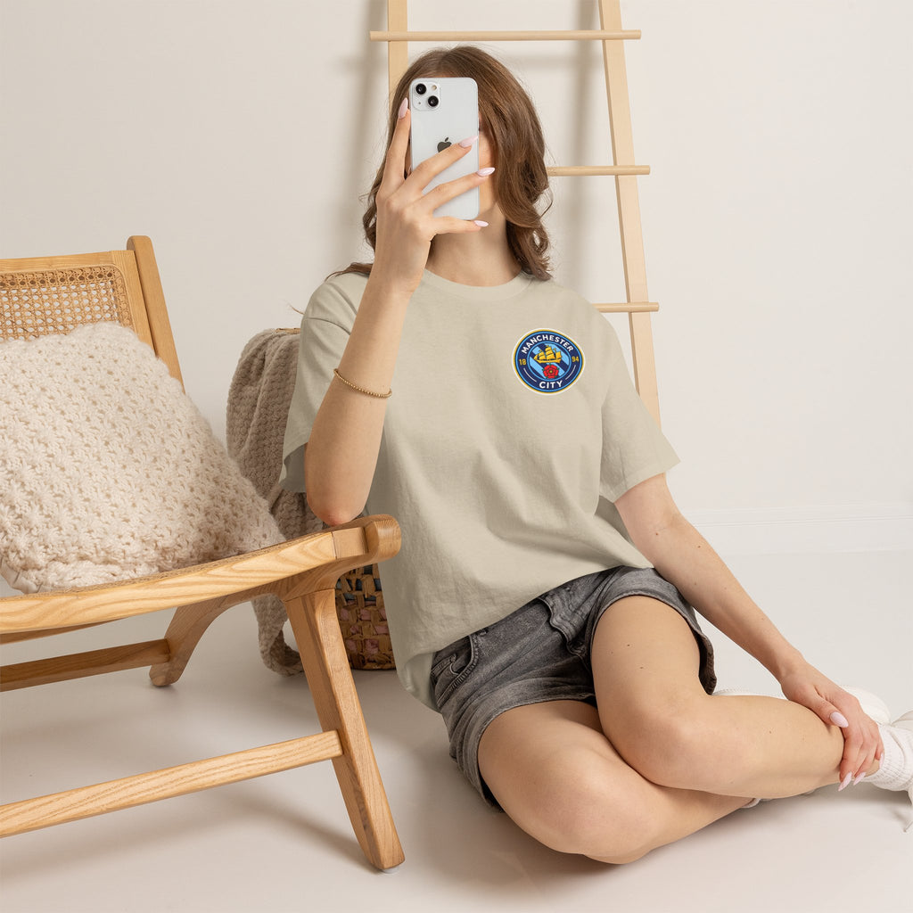Manchester City Inspired Crest T‑Shirt – Circular Badge Chest Logo Tee