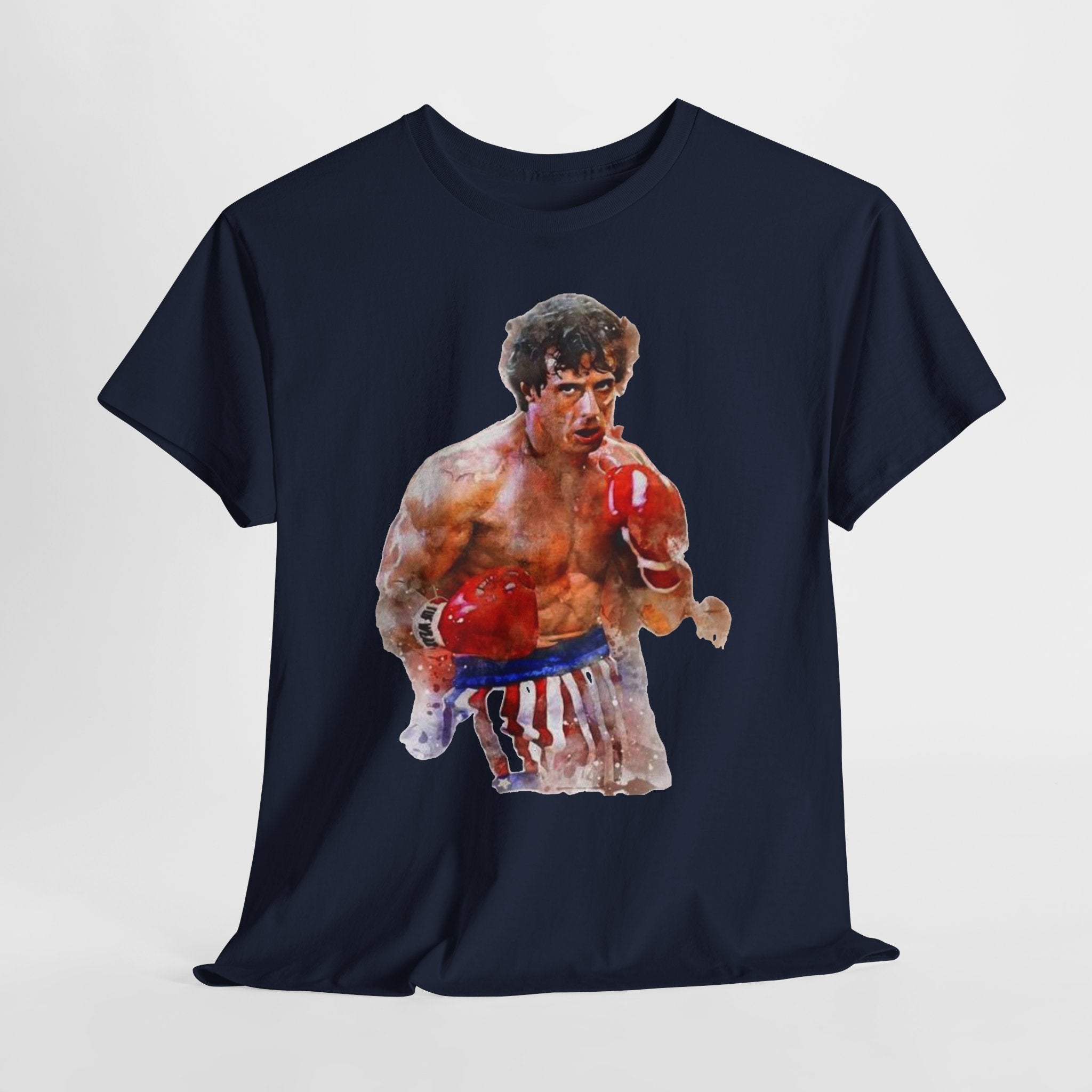 Boxer Rocky Painting T‑Shirt — Vintage American Flag Boxing Tee