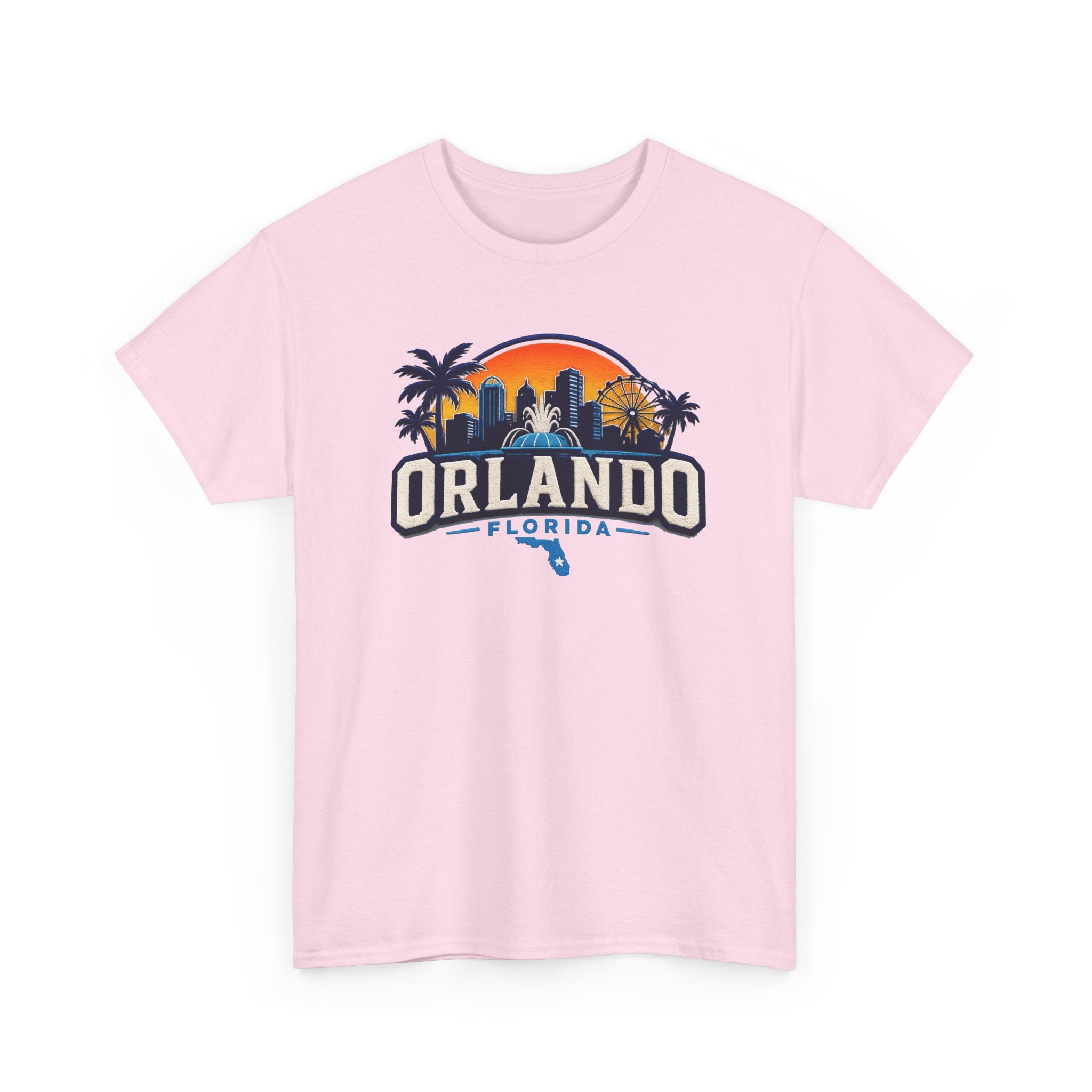 Orlando Florida Sunset T-Shirt — Retro Skyline & Palm Tree Vacation Tee