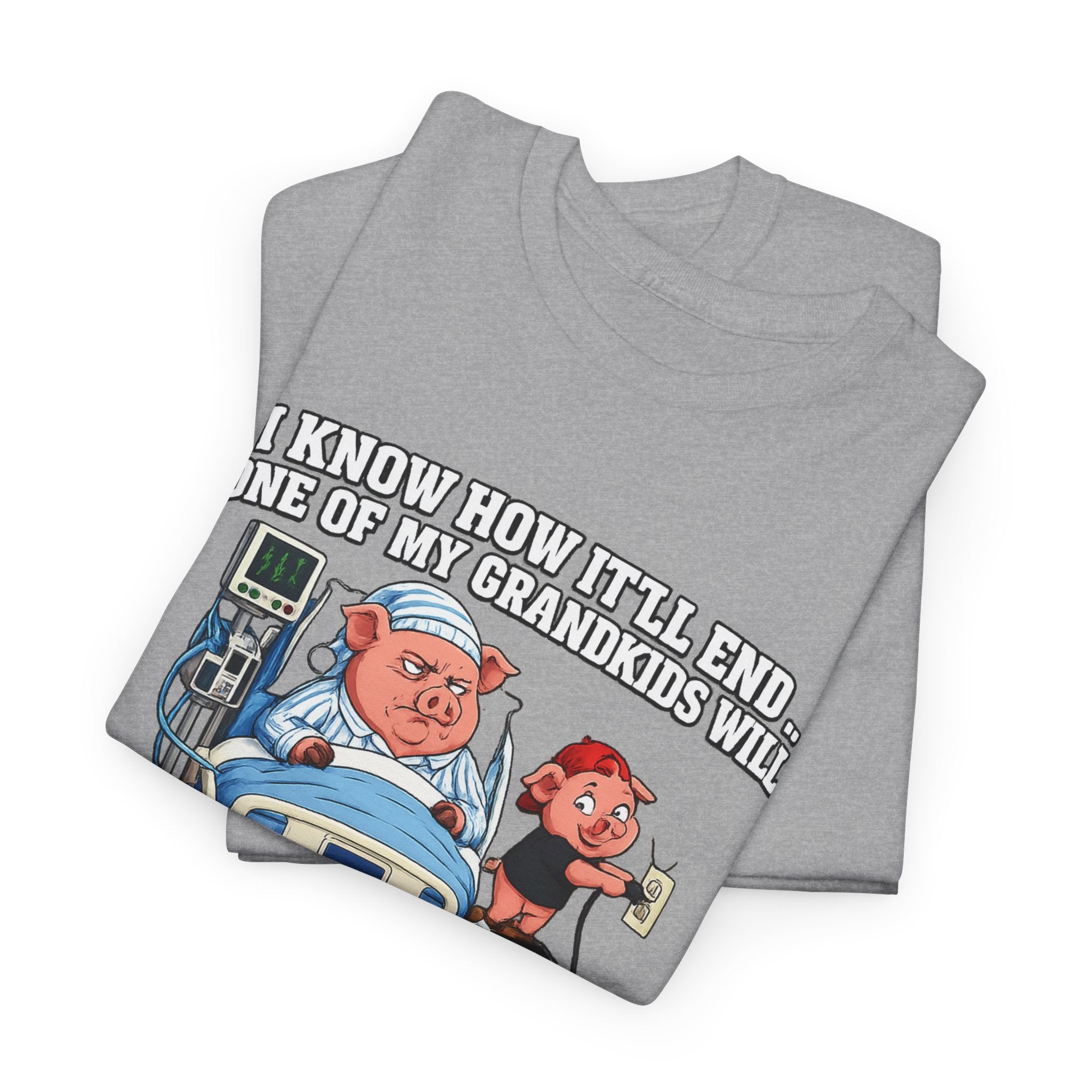 Funny Grandpa T-Shirt - "Unplug My Life Support to Charge Their Phone" Grandpa Humor Tee
