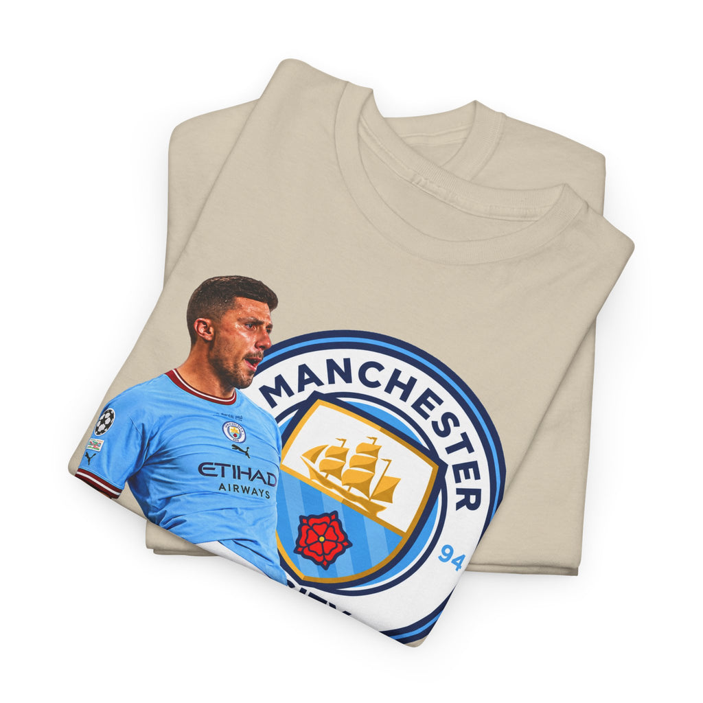 Rodri Manchester City Legend Cotton T-Shirt – Celebratory Slide Graphic Tee