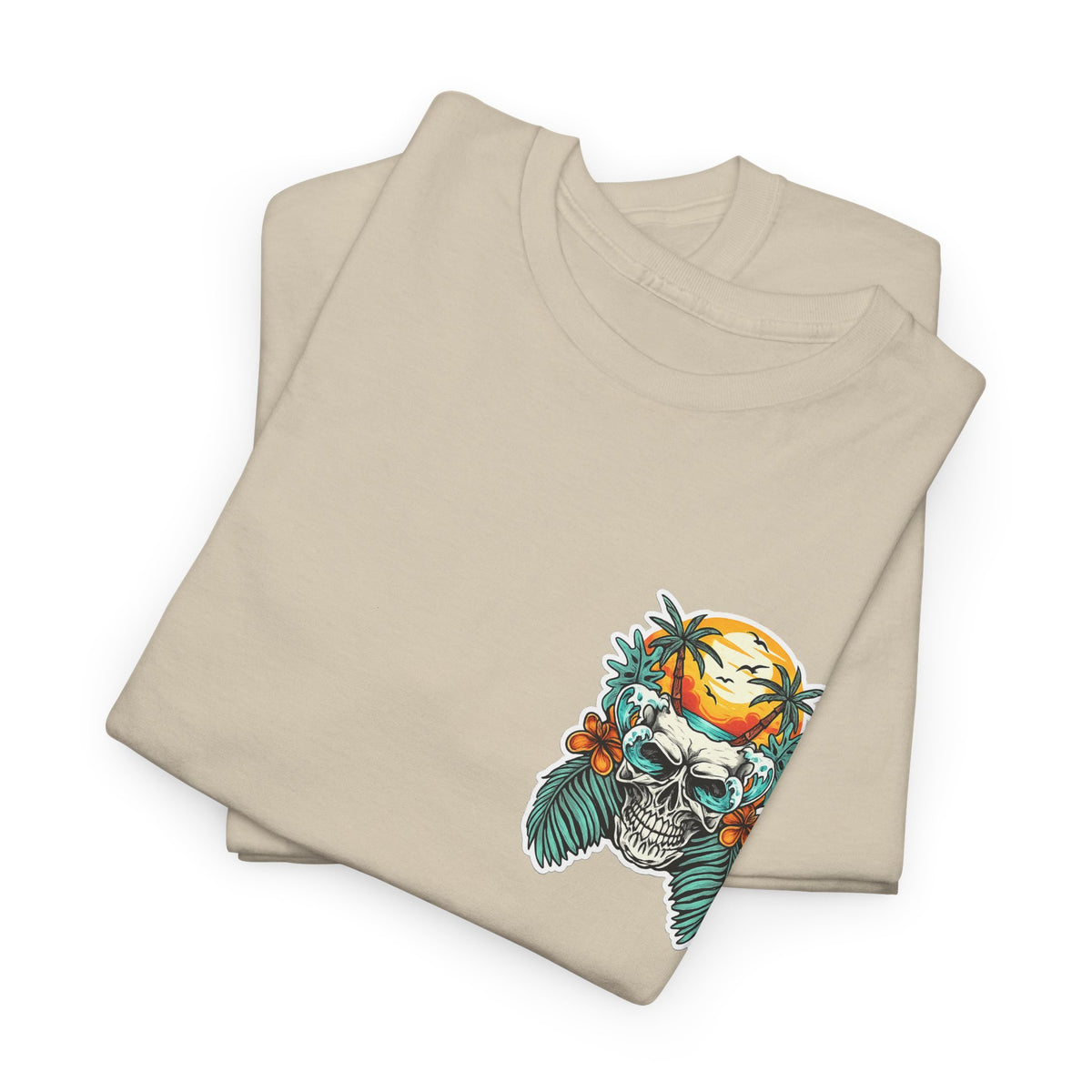 Tropical Skull Tee — Sunset Palm Beach Skull T-Shirt