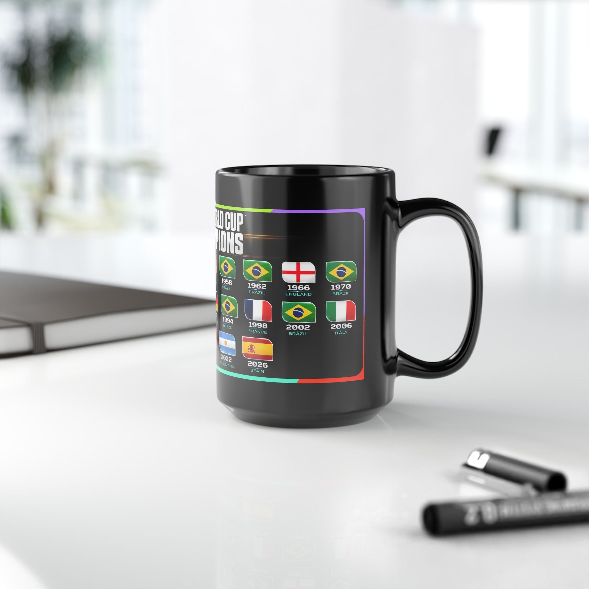 FIFA World Cup Champions Black Mug – All Winning Nations Timeline (11oz/15oz)