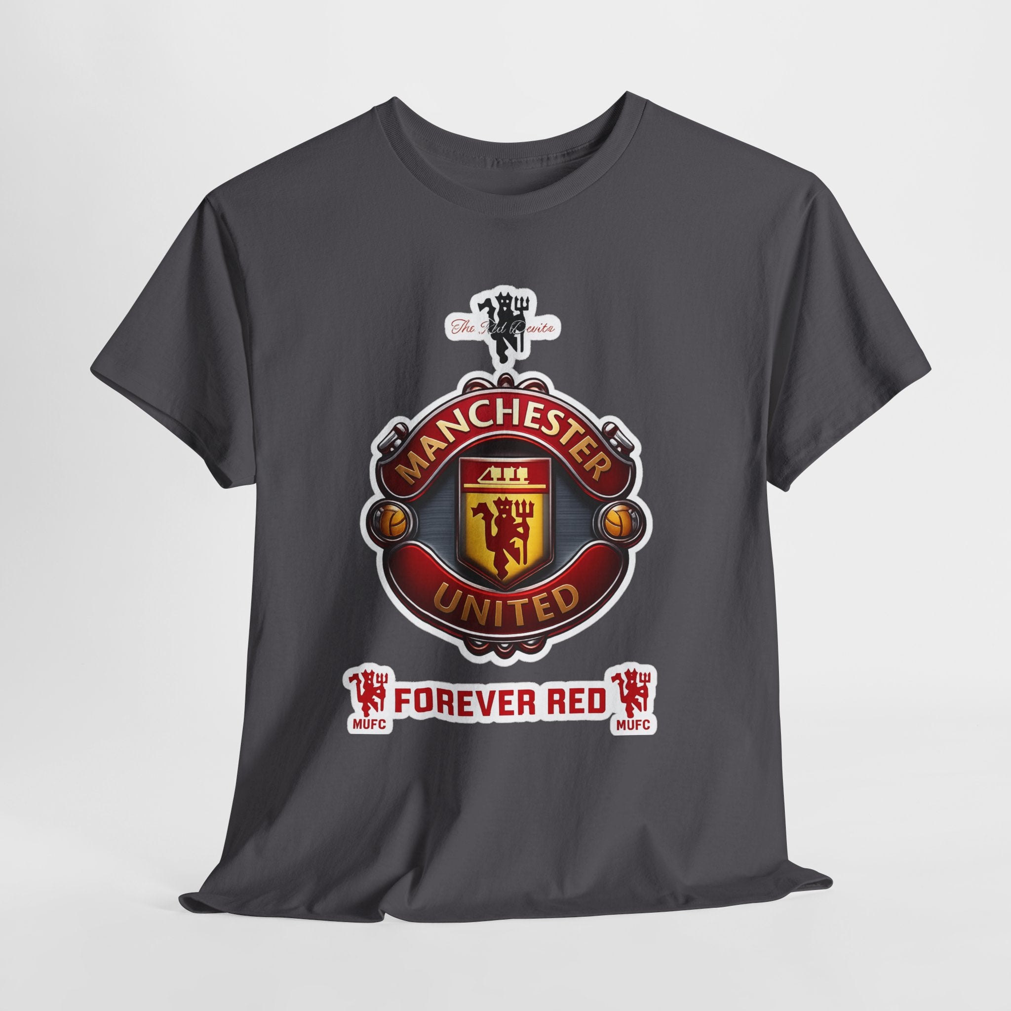Manchester United Inspired Football Crest Tee — "Forever Red" Supporter Shirt
