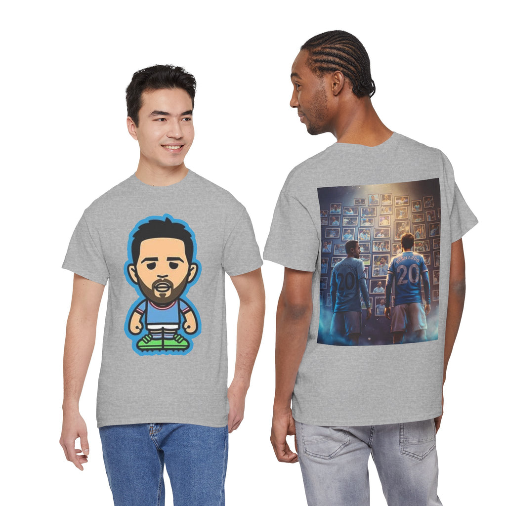 Bernardo Silva Manchester City Legend Graphic Tee — Player Cartoon Front & Tribute Poster Back