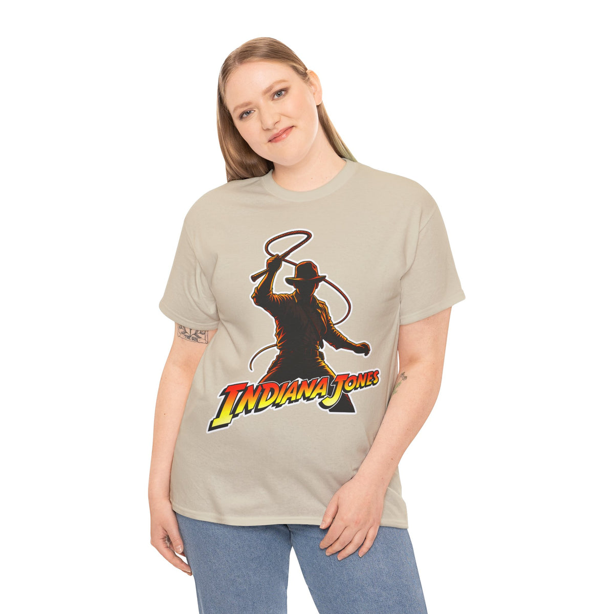 Indiana Jones Inspired Adventure Movie Graphic Tee — Iconic Whip Silhouette with 'Indiana Jones' Logo