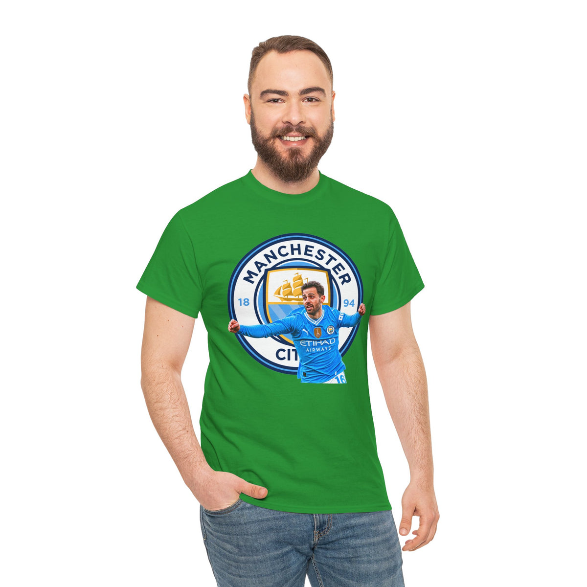 Bernardo SIlva Manchester City legend Cotton T‑Shirt — Blue Crest Football Tee