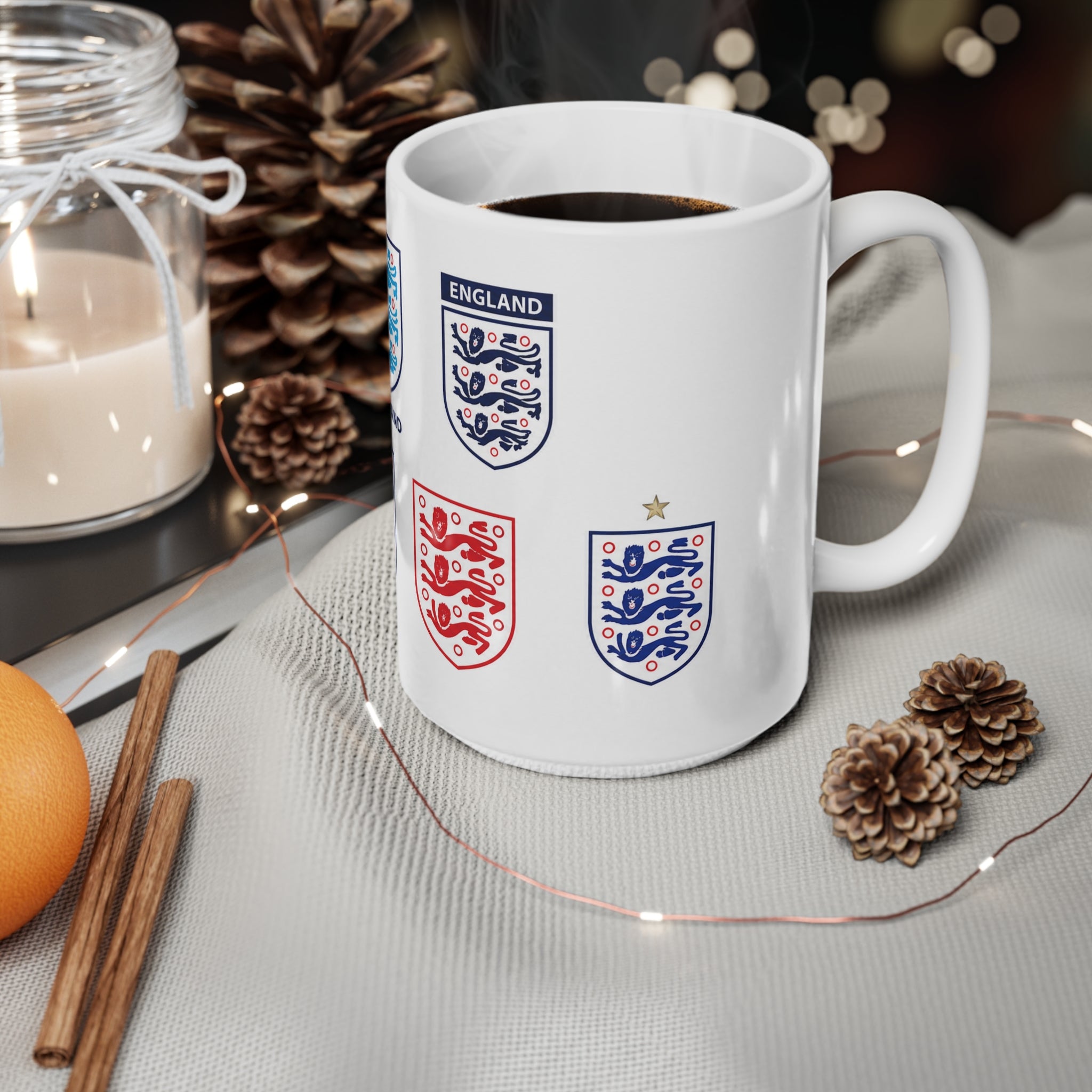England Football Crest Mug — Ceramic Coffee Cup 11oz/15oz