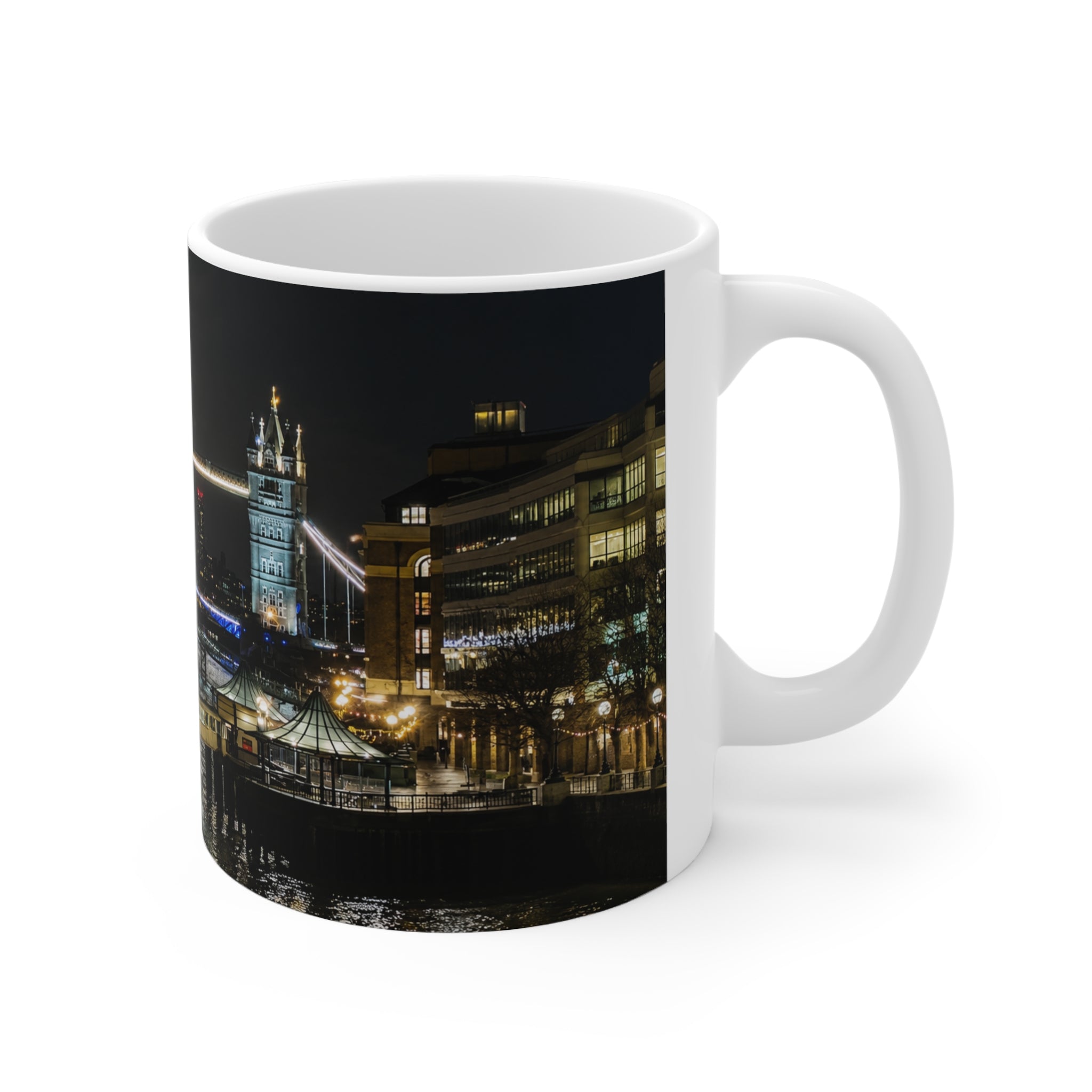 London Tower Bridge Nightscape Ceramic Mug — Tower Bridge Cityscape Coffee Cup (11oz & 15oz)