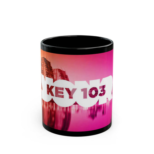 Black Mug — Key 103 Pink Cityscape Coffee Mug (11oz/15oz)