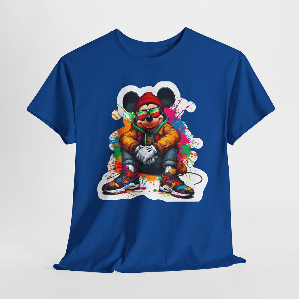 Streetwear Mouse Graphic Tee — Colorful Urban Hip-Hop Cartoon Shirt