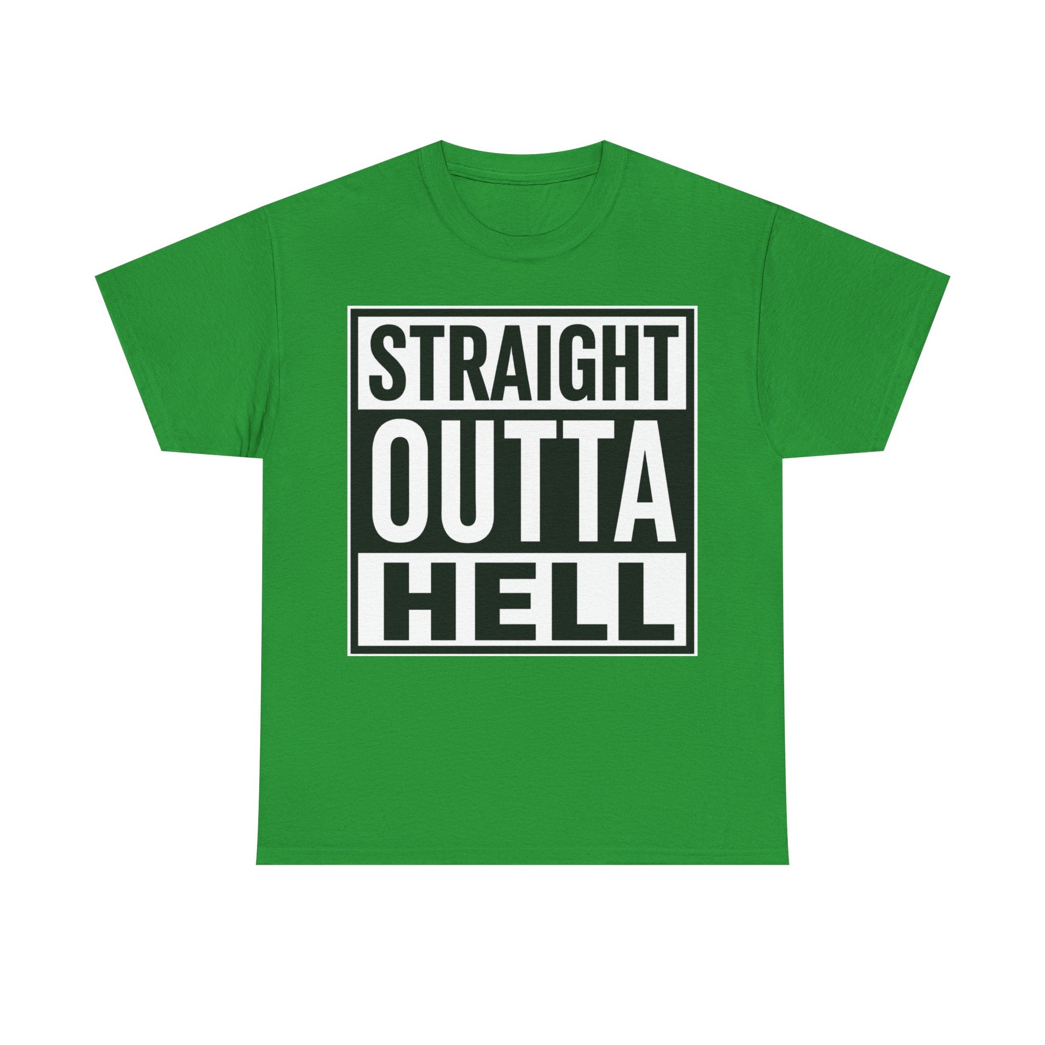 Straight Outta Hell T-Shirt — Bold Gothic Graphic Tee