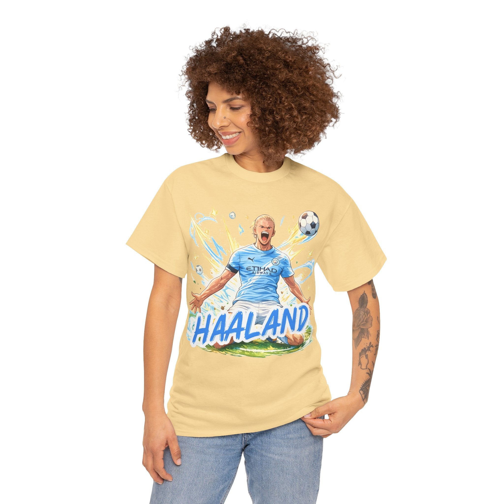 Erling Haaland Anime Fan Tee — Celebratory Football Player Graphic T-Shirt