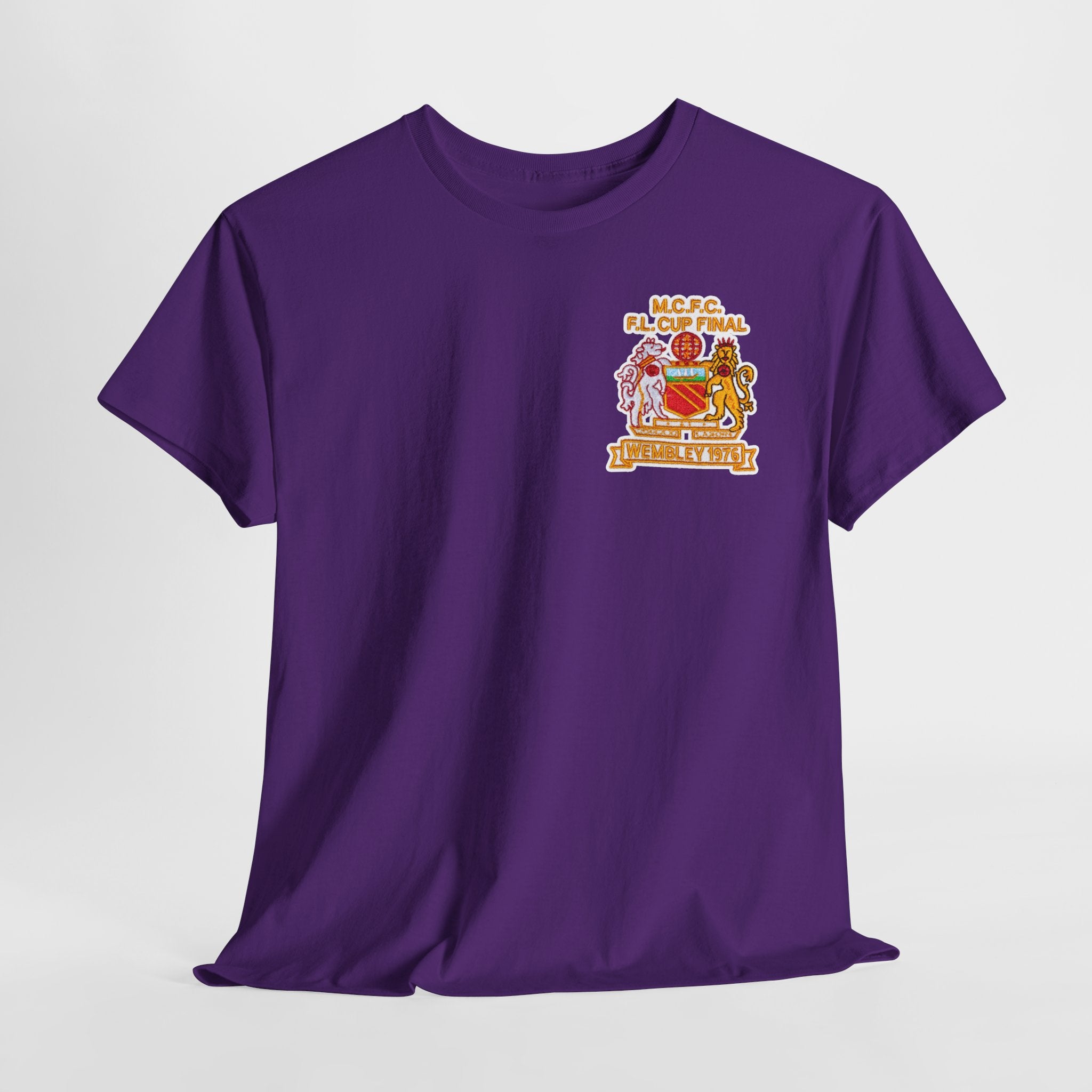 Manchester City 1976 League Cup Final Crest Cotton T‑Shirt — Vintage Football Fan Tee