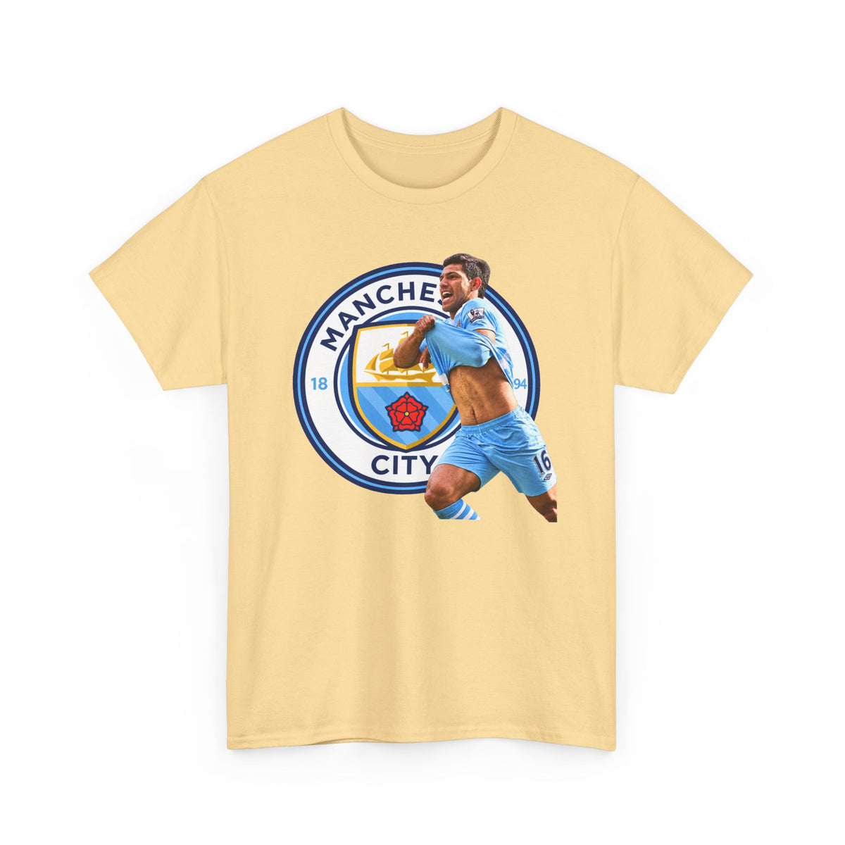 Sergio Aguero Manchester City Legend Soccer Tee — Player Celebration Graphic T-Shirt