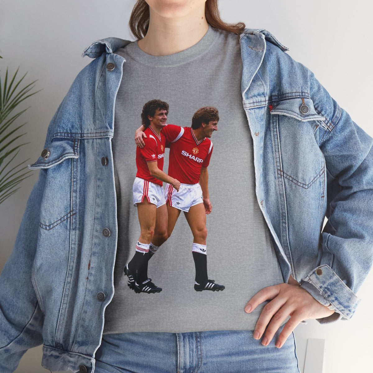 Hughes and Whiteside Manchester United Legend Teammates Graphic Cotton T-Shirt / Tee
