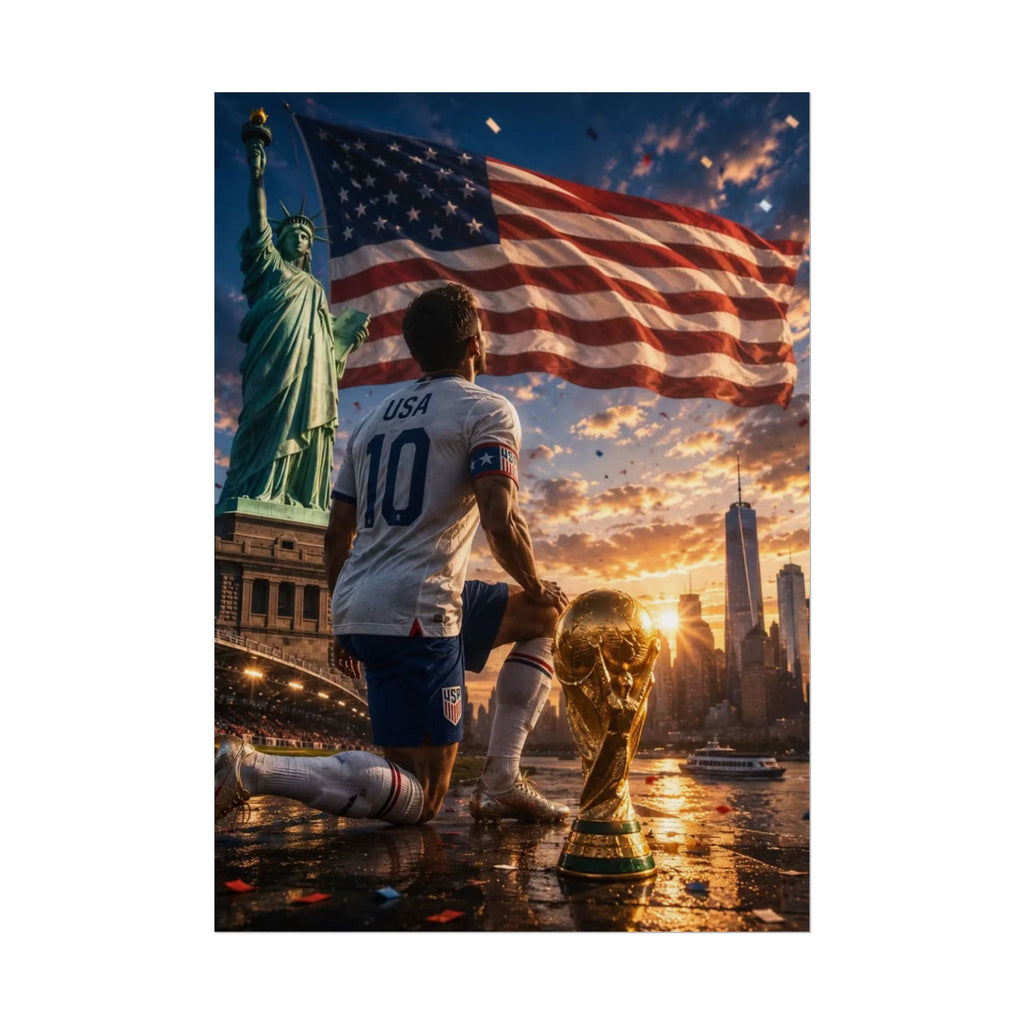 USA World Cup 2026 Soccer Victory Poster - Patriotic World Cup Triumph Rolled Poster
