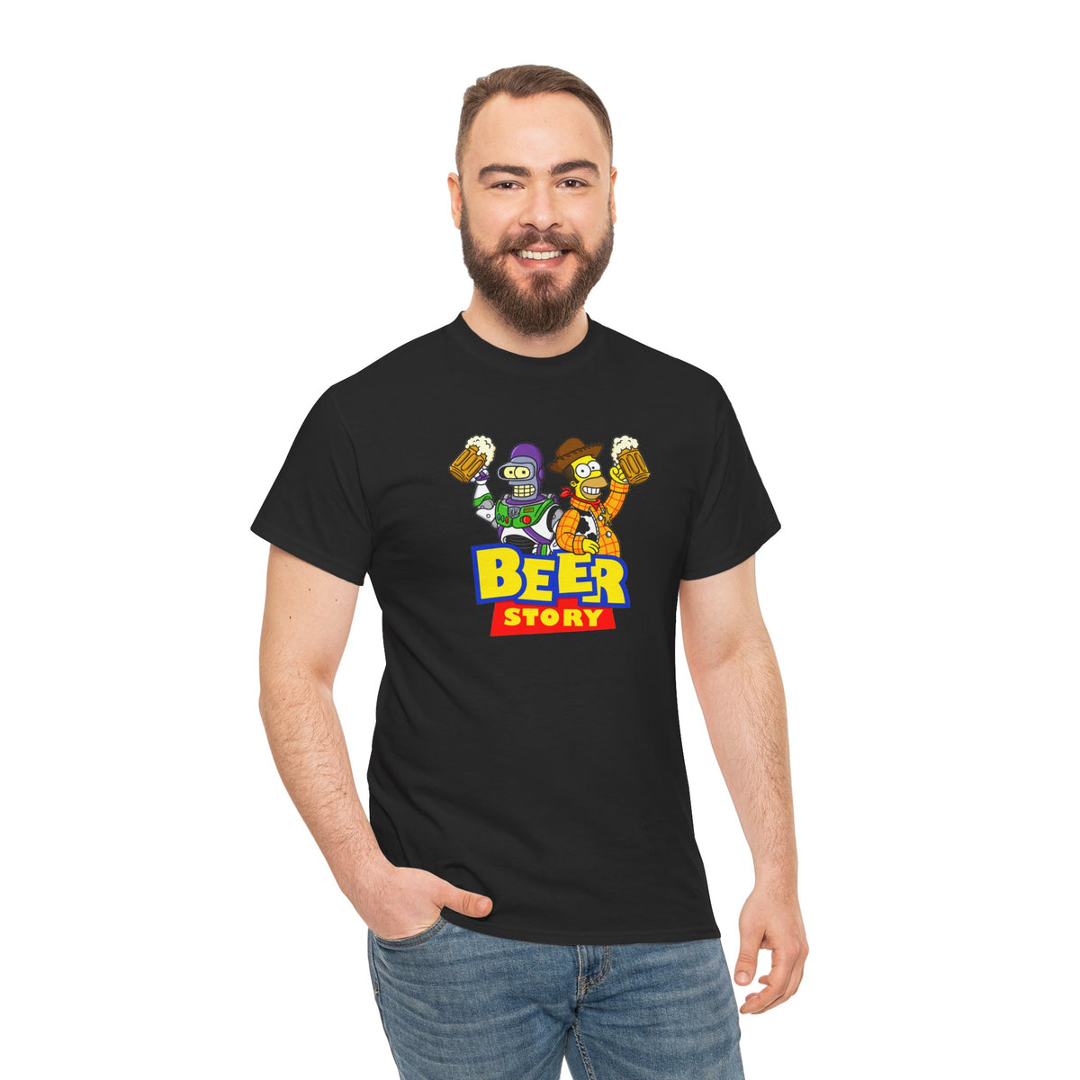 Beer Story T-Shirt — Funny Cartoon Beer Buddies Graphic Tee