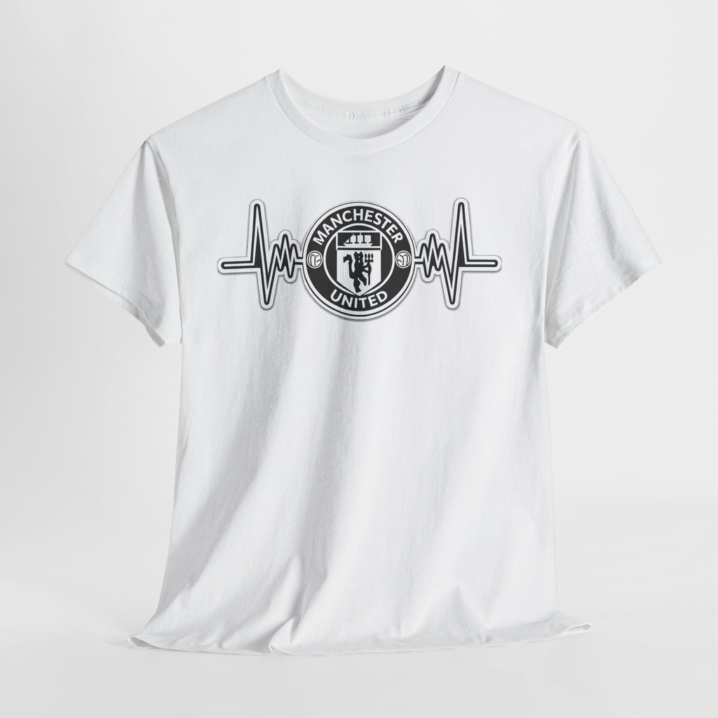 Manchester United Inspired Heartbeat T‑Shirt — Football Fan Pulse Tee