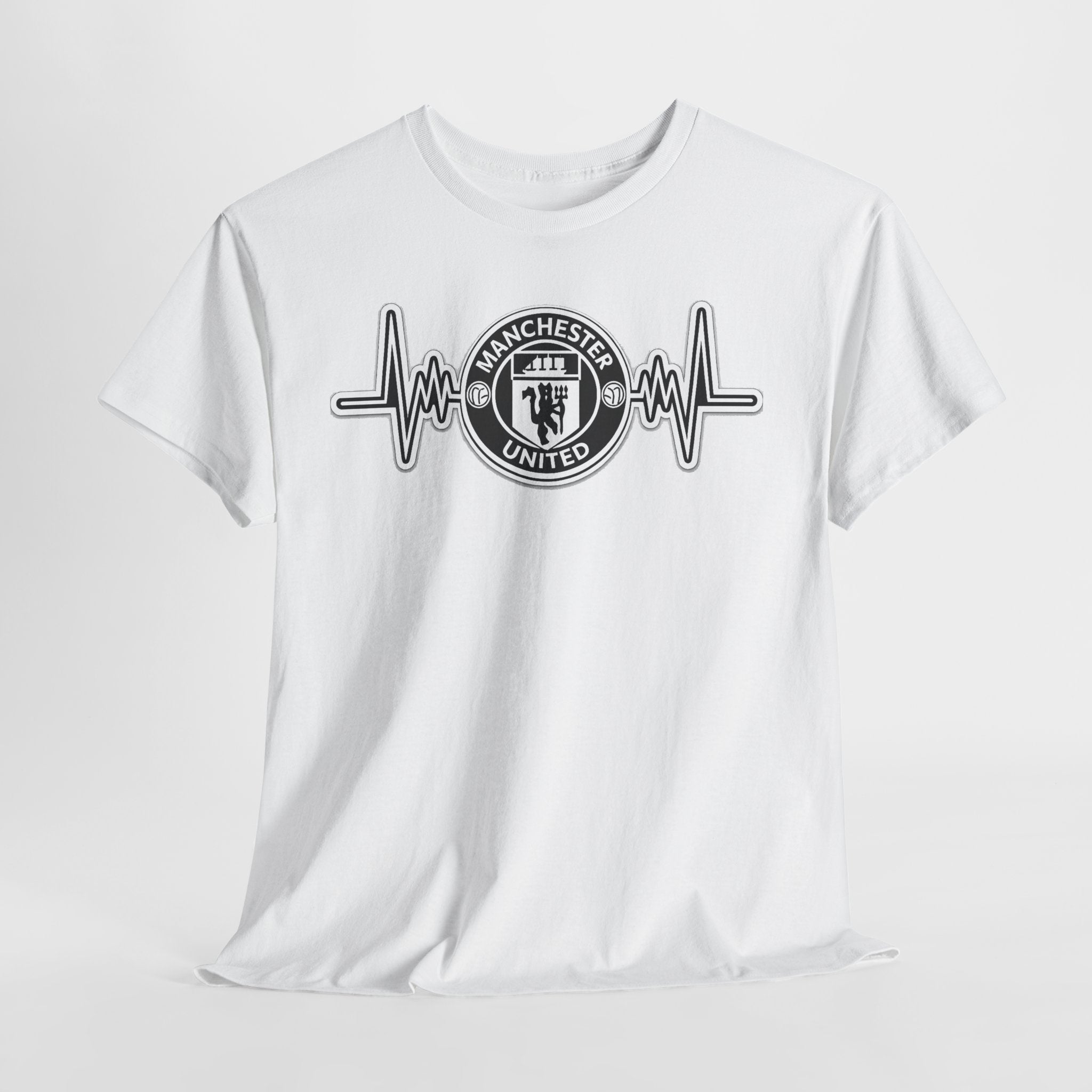 Manchester United Inspired Heartbeat T‑Shirt — Football Fan Pulse Tee