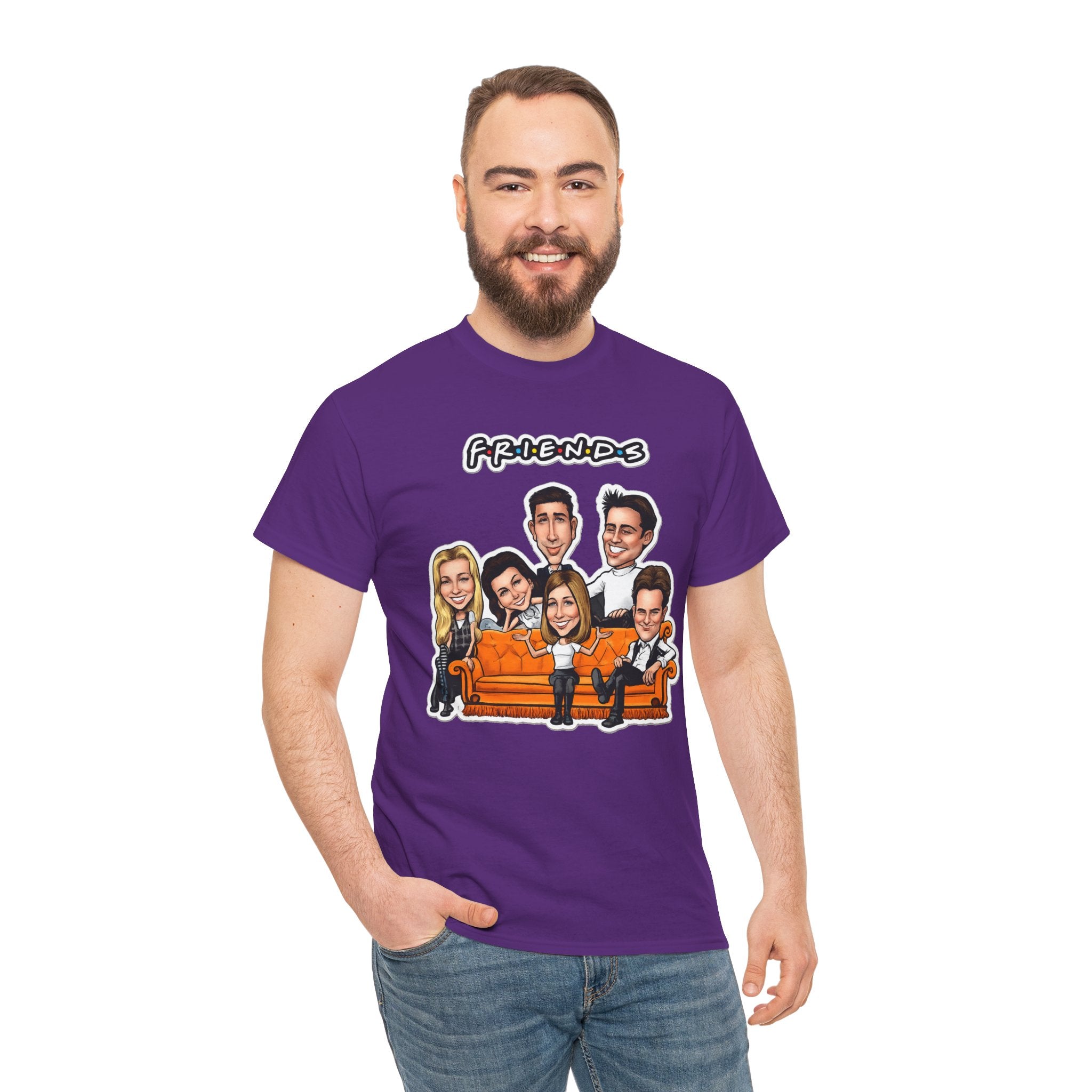 Friends TV Show Cartoon Cast T-Shirt — Iconic Couch Graphic Tee