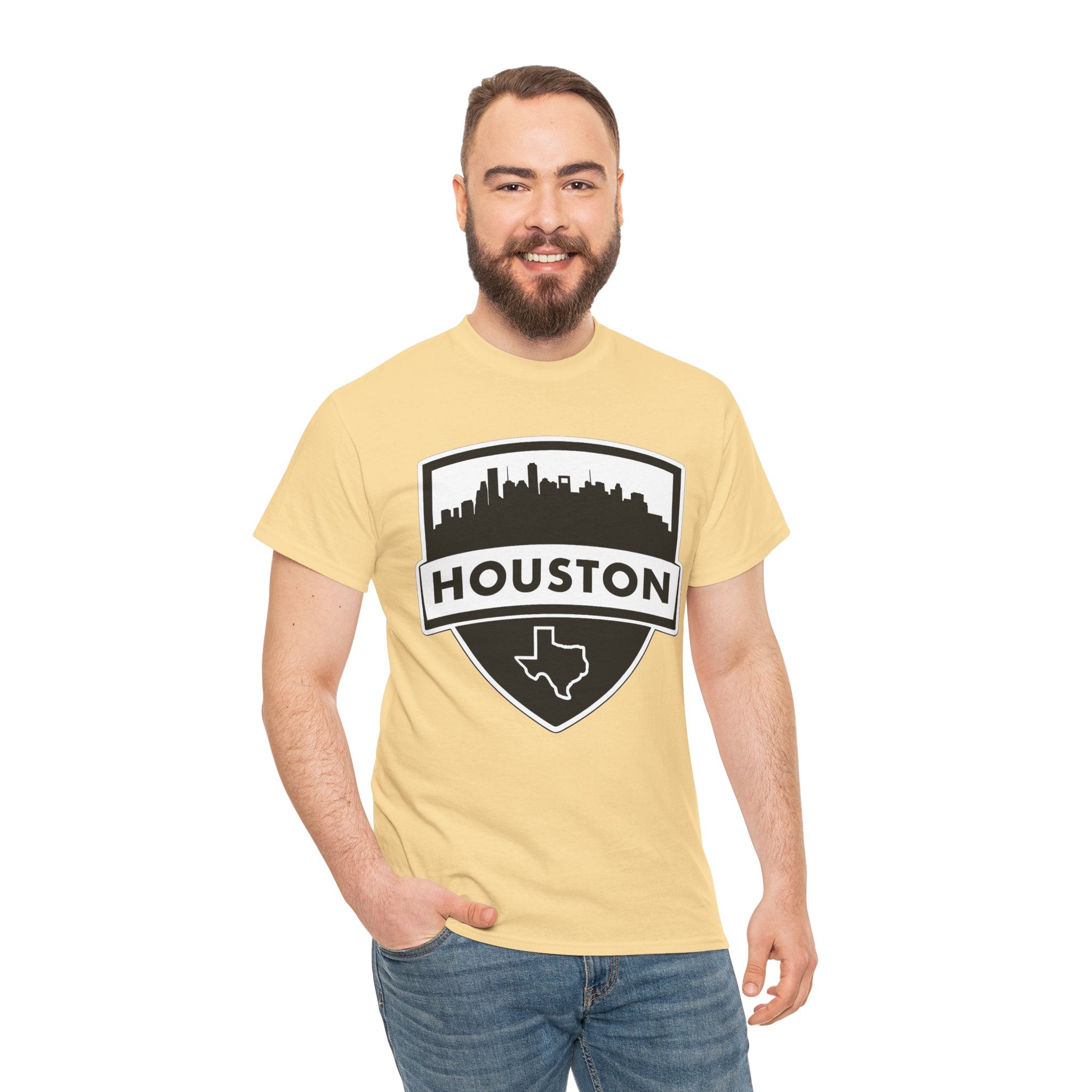 Houston Skyline Shield T-Shirt — Texas Outline City Pride Tee