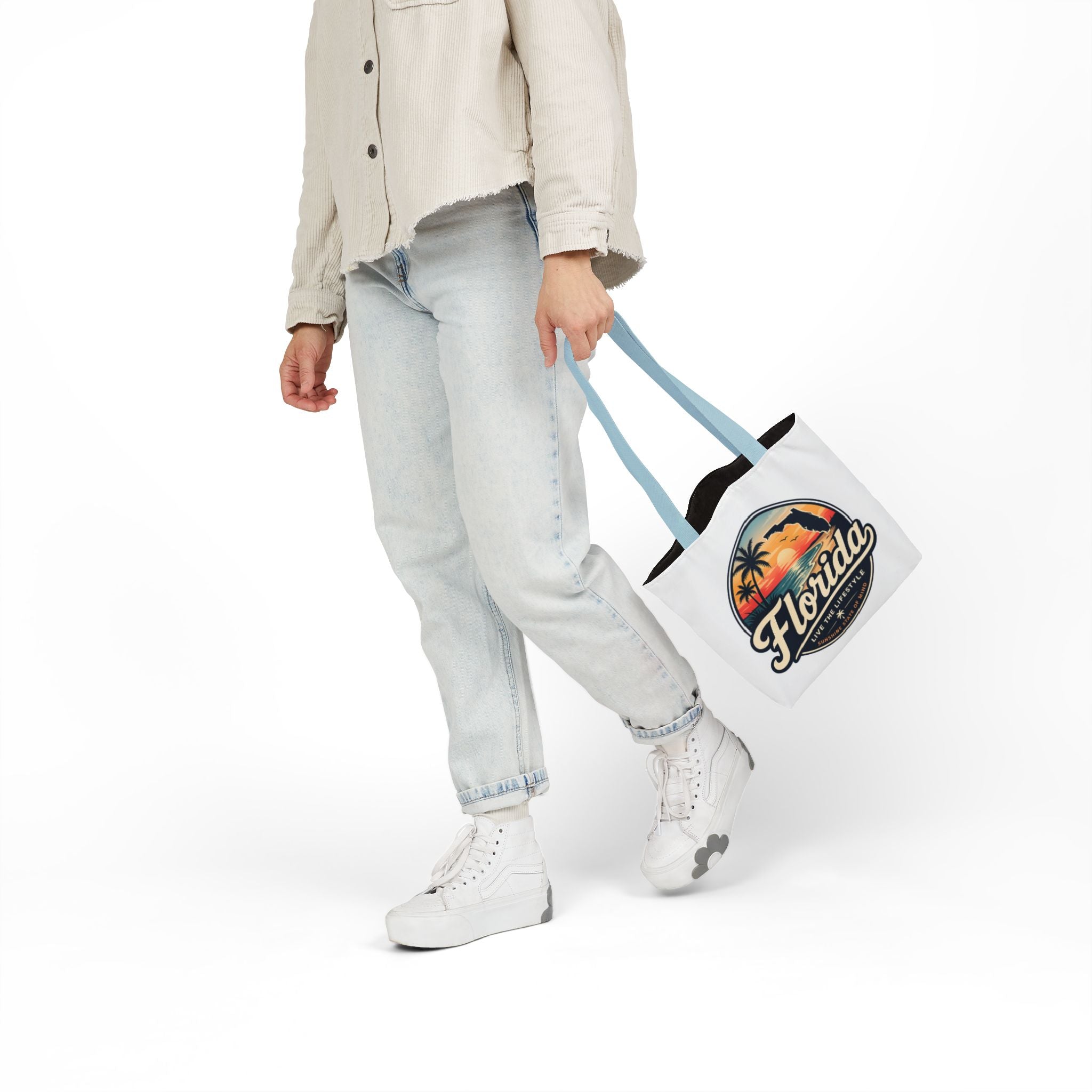Florida Sunset Canvas Tote Bag — Retro Palm Beach Design