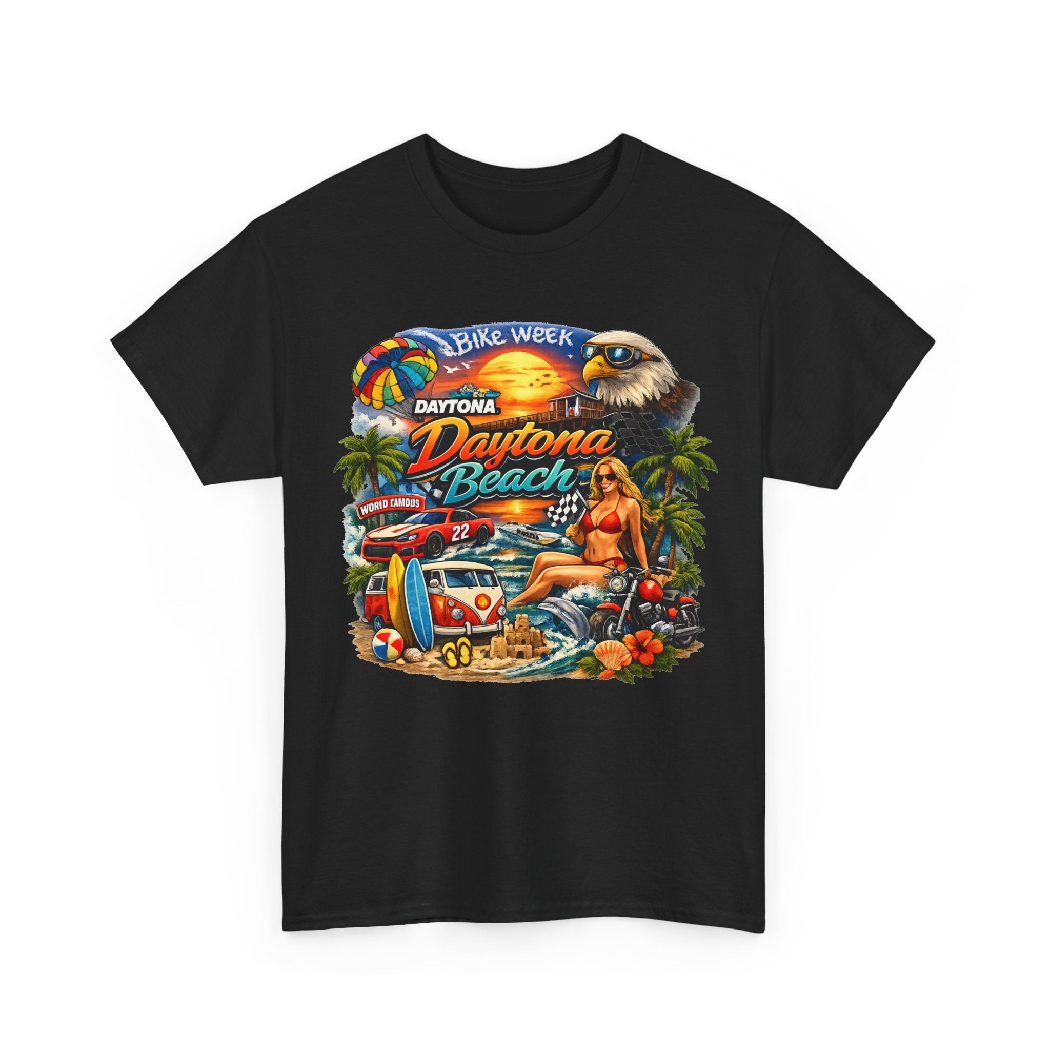 Daytona Beach Vintage Surf T-Shirt — Retro Sunset Palm Beach Tee