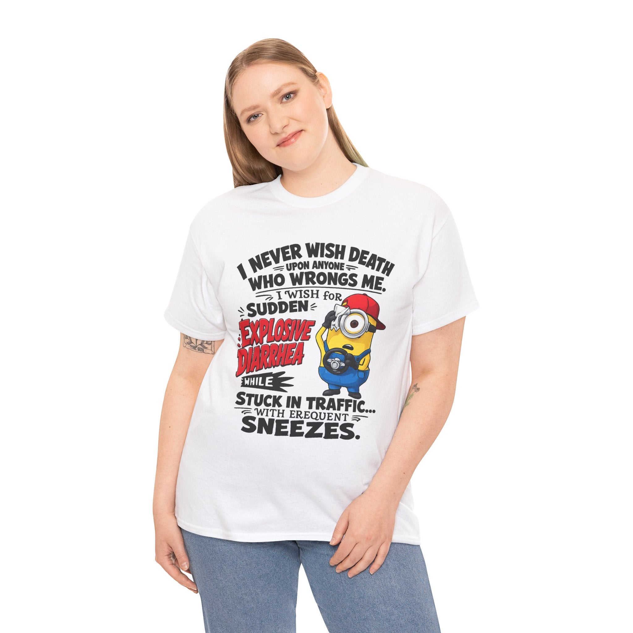 Funny Minion Traffic Tee — "Explosive Diarrhea" Humorous Graphic T-Shirt