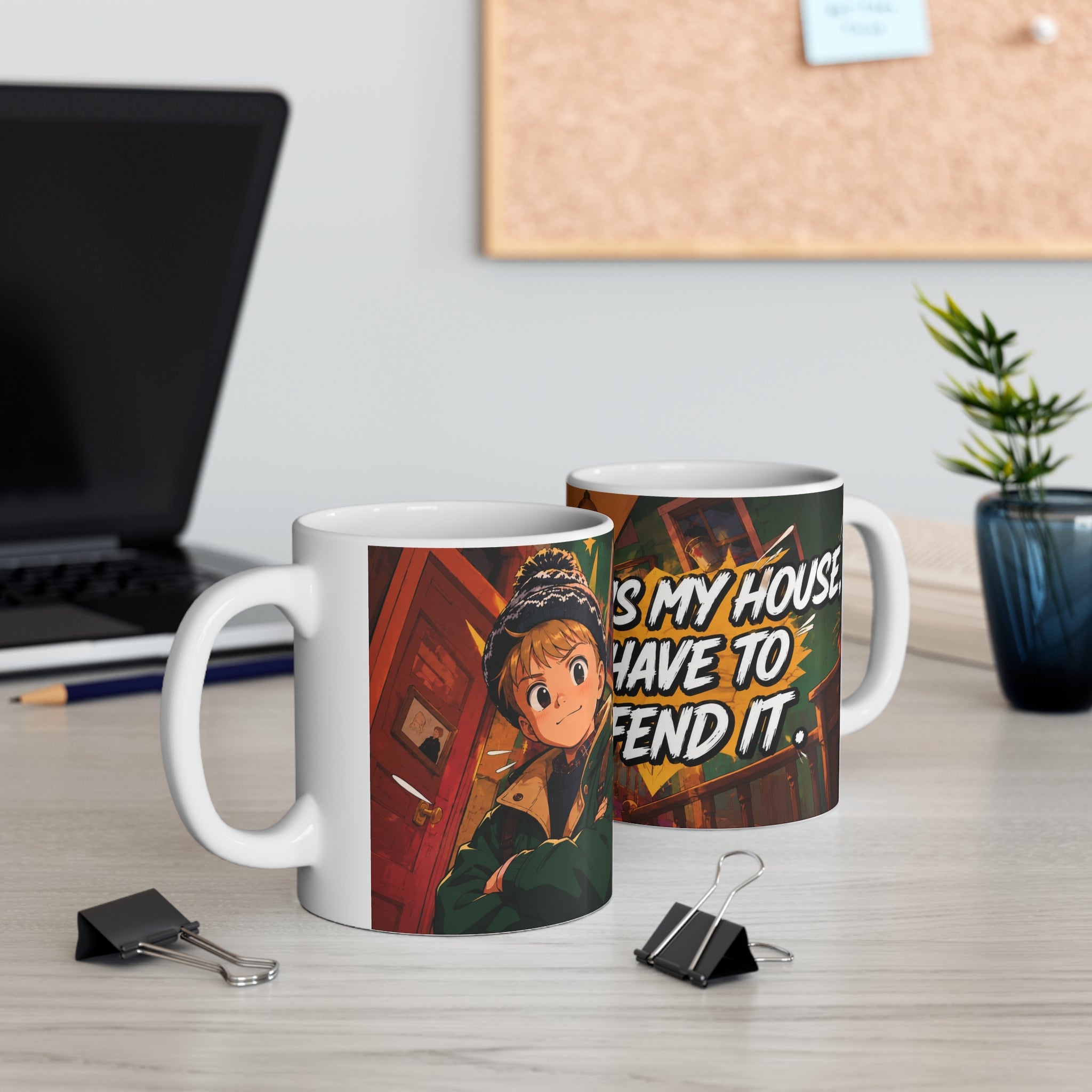 Home Alone Inspired Anime Coffee Mug — "This Is My Cozy Face, I Have Defended" 11oz & 15oz Ceramic