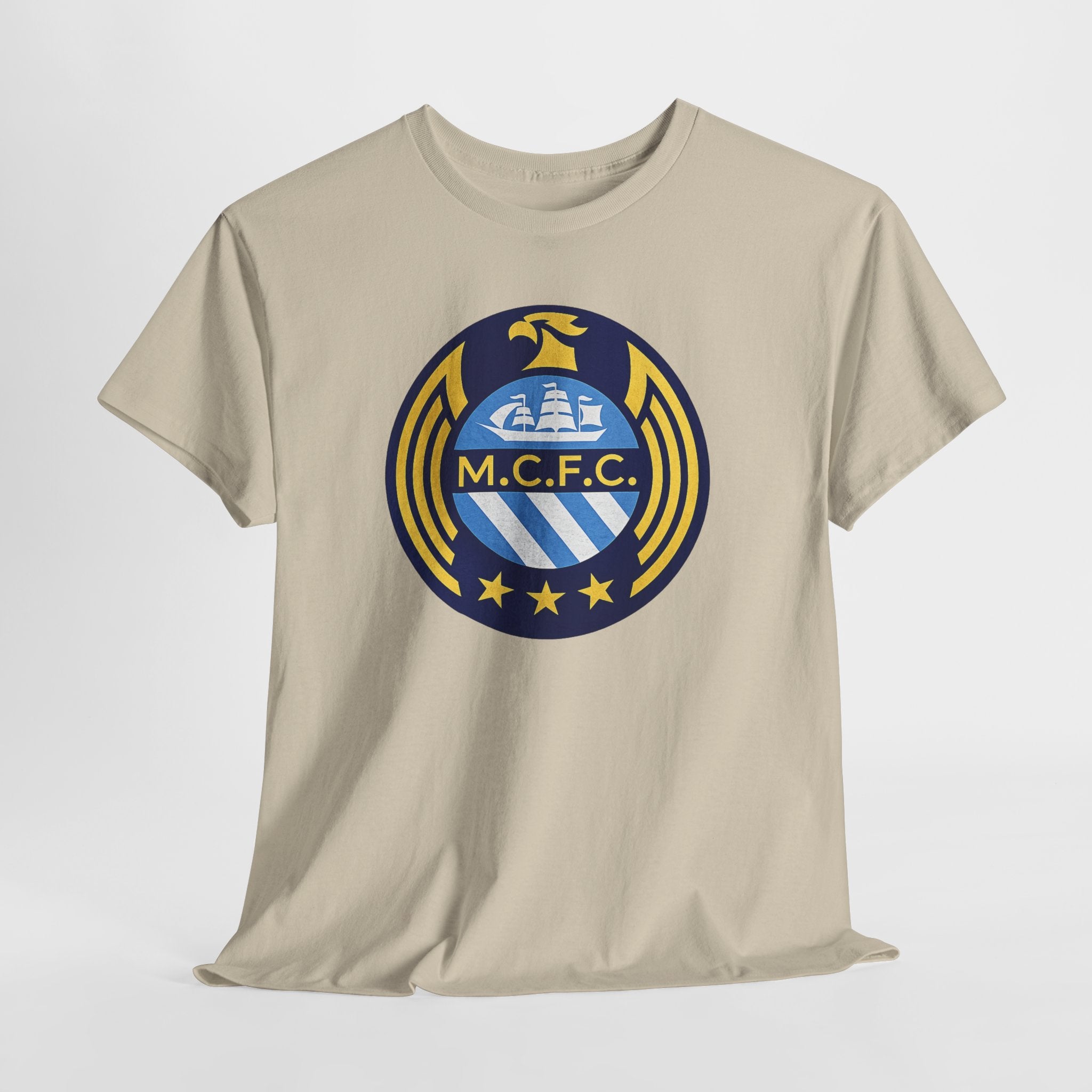 MCFC Crest T-Shirt — Vintage Blue & Gold Soccer Tee