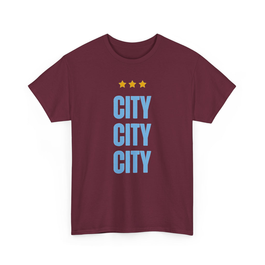 Manchester City City City Tee — Retro Three-Star Premier League Lion Soccer Shirt