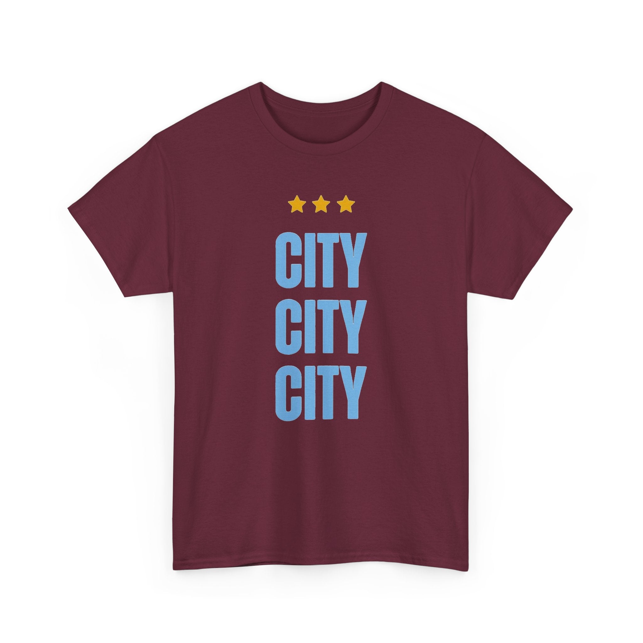 Manchester City City City Tee — Retro Three-Star Premier League Lion Soccer Shirt