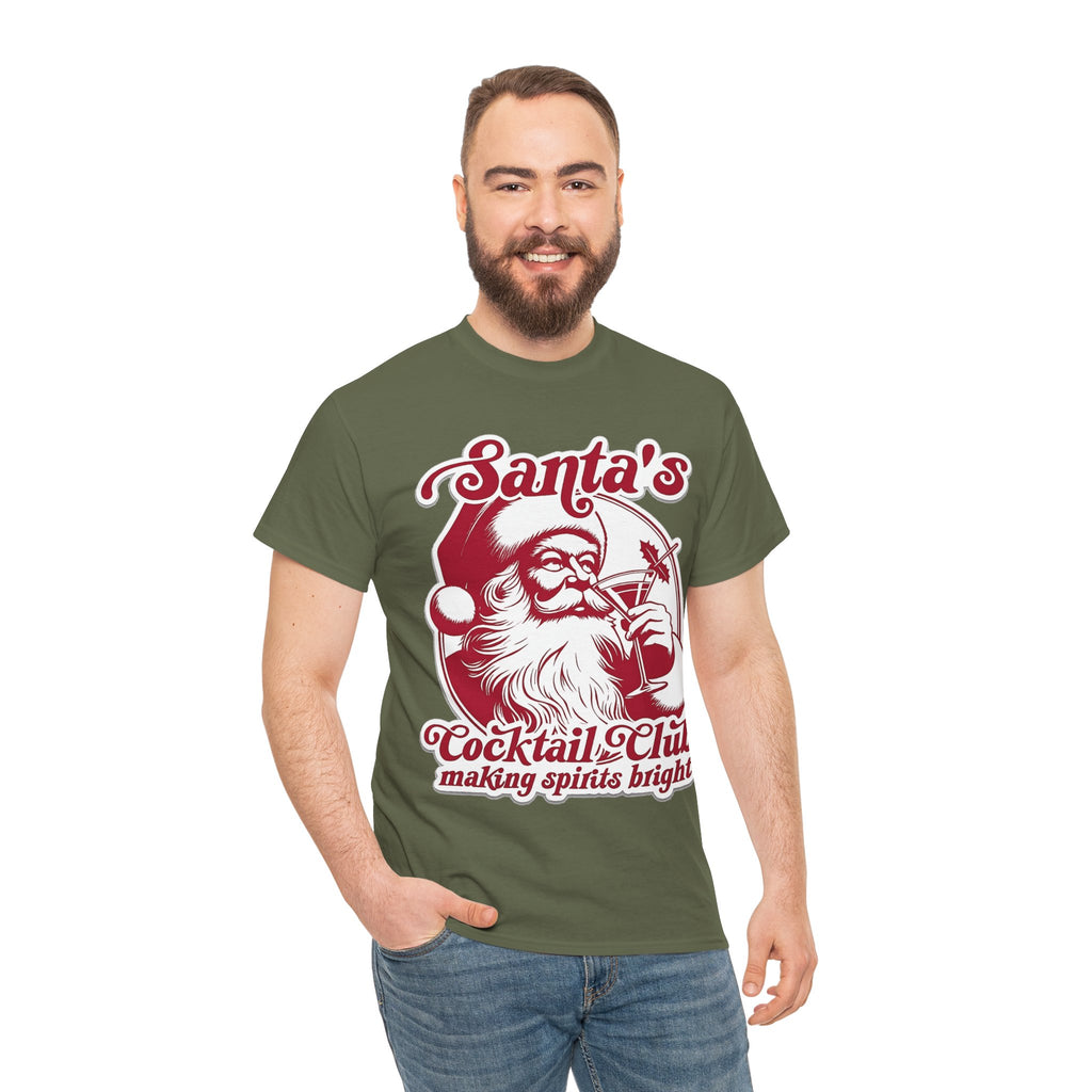 Santa’s Cocktail Club Tee — "Making Spirits Bright" Christmas Shirt