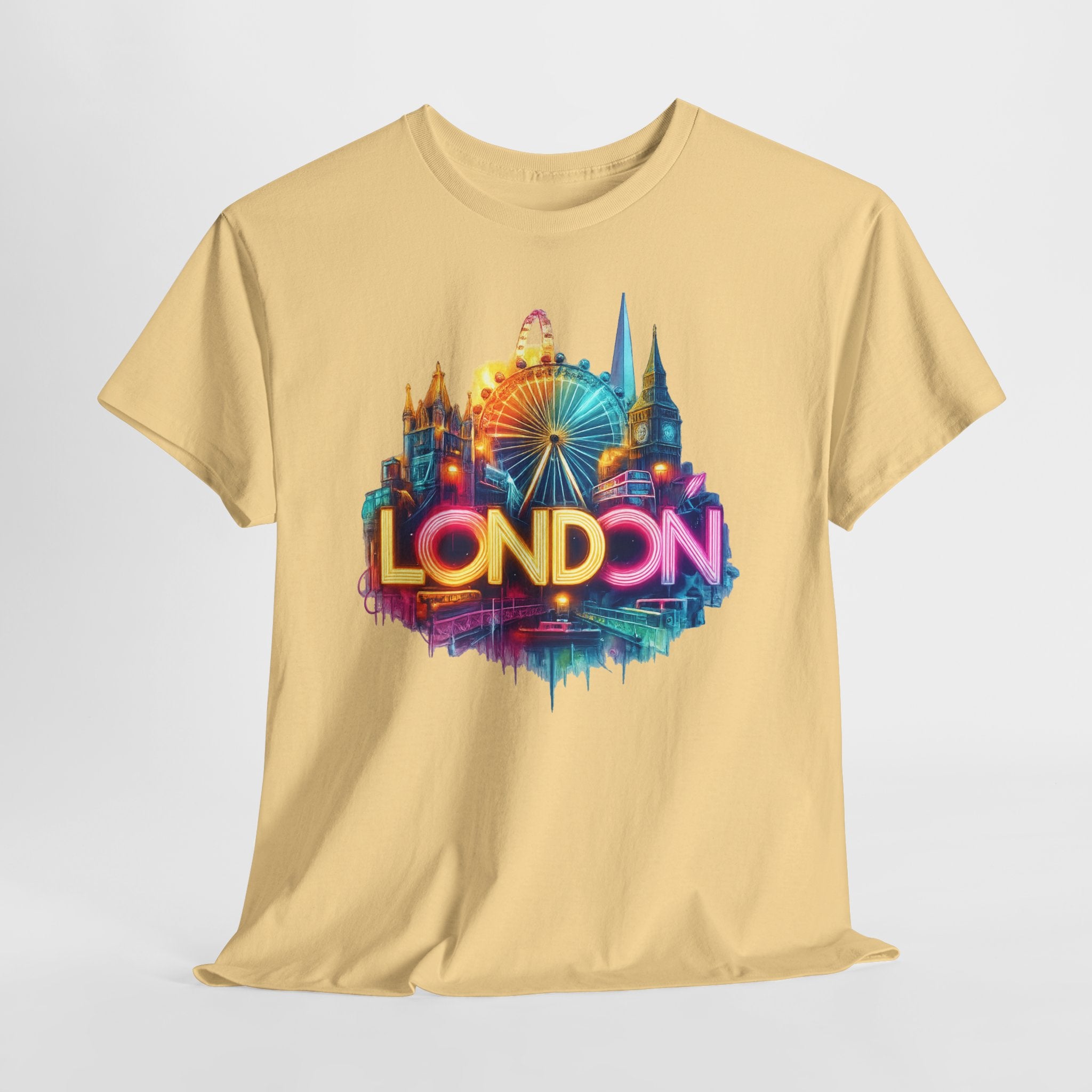 London Skyline Tee — Colorful Neon London Landmark T-Shirt