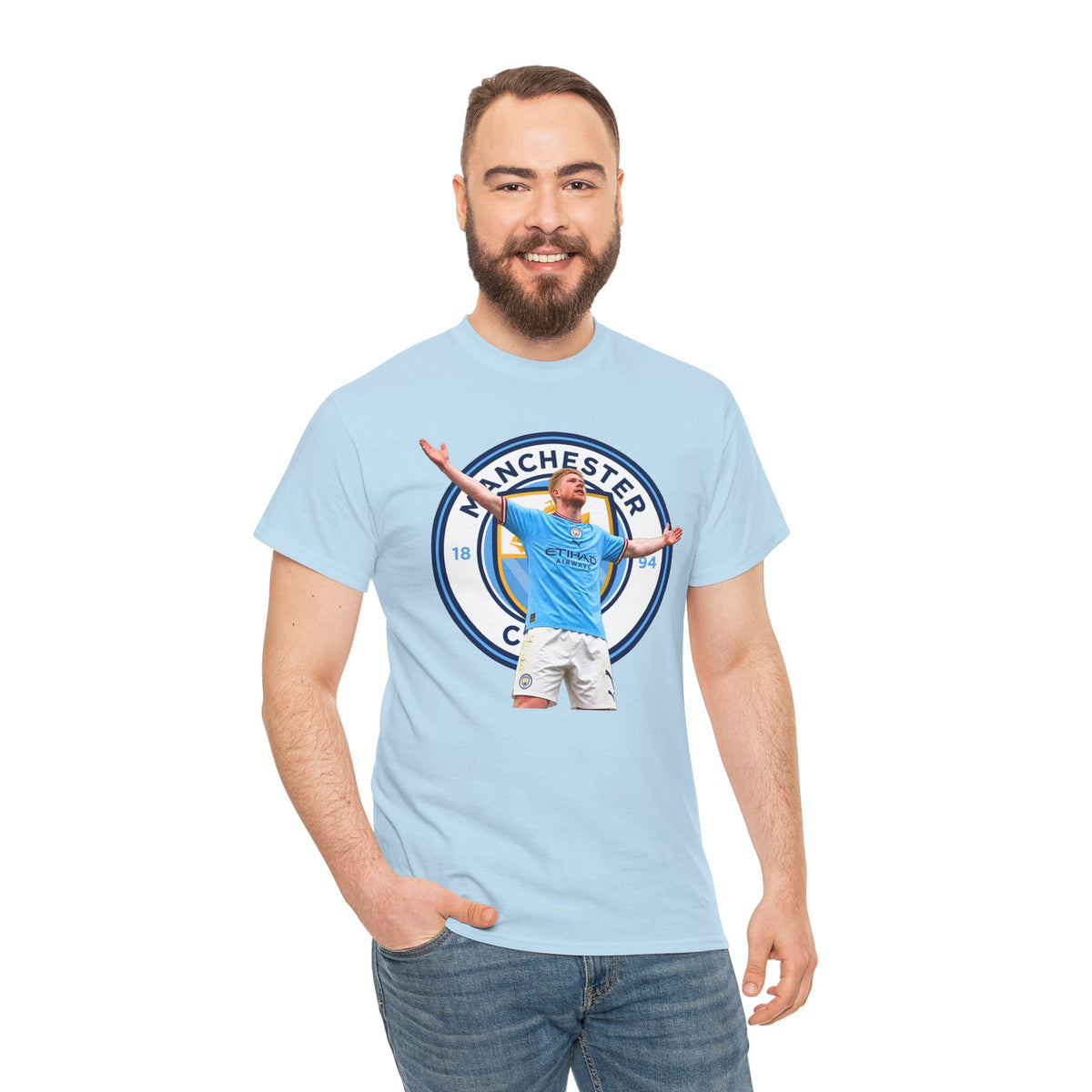 Kevin De Bruyne Manchester Football Club Legend Cotton T-Shirt — Player Celebration Graphic T-Shirt
