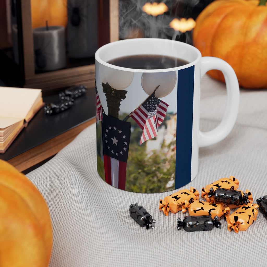 Disney Mickey 'Celebrates America' Flag Mug — Patriotic 11oz & 15oz Coffee Cup