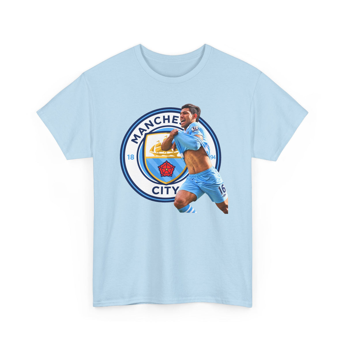 Sergio Aguero Manchester City Legend Soccer Tee — Player Celebration Graphic T-Shirt