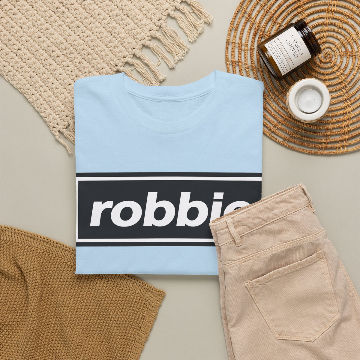 Robbie Inspired Cotton T-Shirt — Minimal Black Box Logo T-Shirt