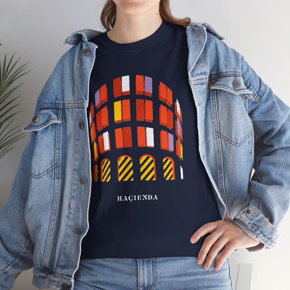 Hacienda Arch Graphic Cotton T-Shirt Tee — Retro Sunset Window Illustration