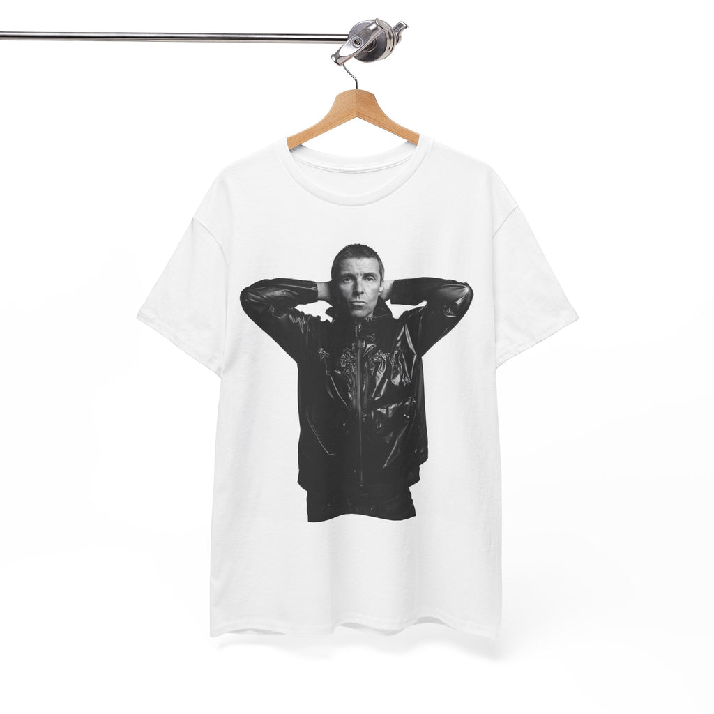 Noel Gallagher Portrait Graphic Tee — Monochrome Leather Jacket Photo Print