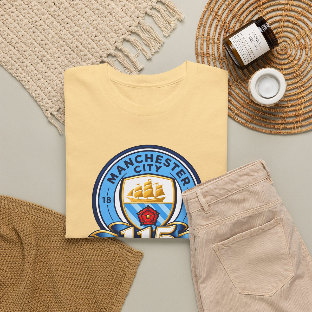 Manchester City 115th Crest Inspired Cotton T-Shirt