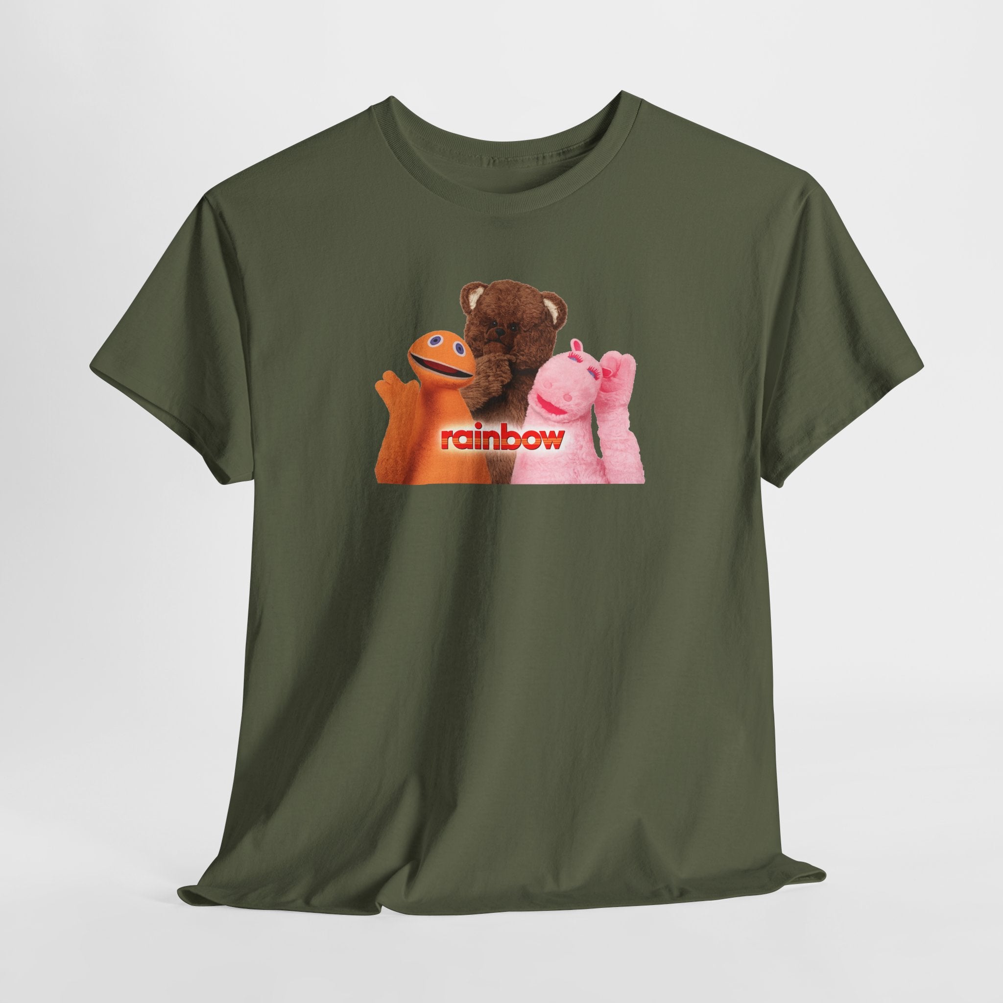 Rainbow Kids TV Zippy, George and Bungle Puppets T-Shirt — Cute Teddy & Hand Puppets Graphic Tee