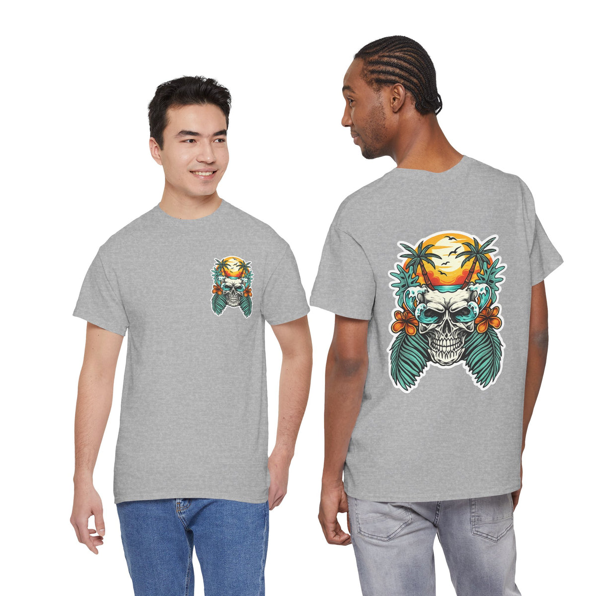 Tropical Skull Tee — Sunset Palm Beach Skull T-Shirt
