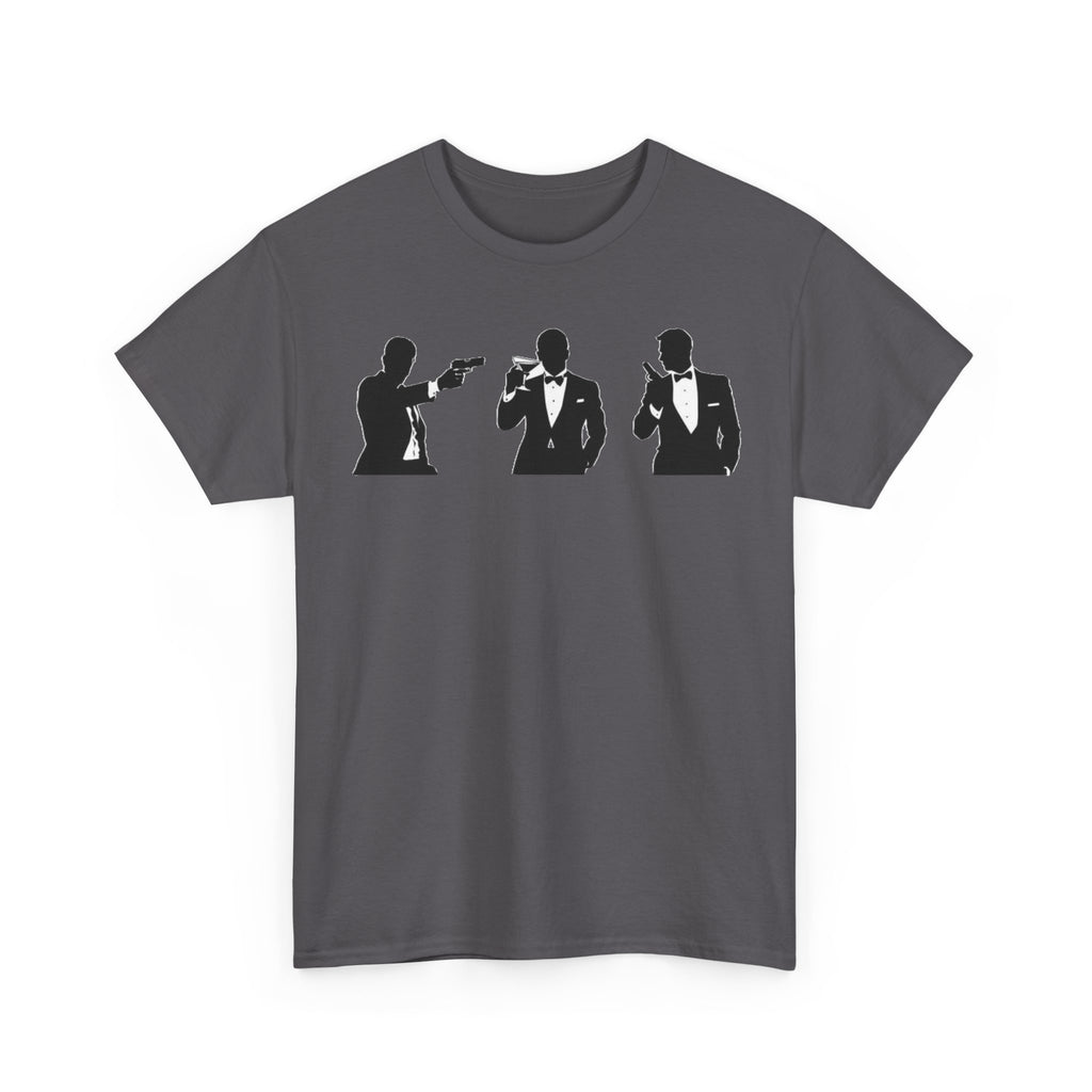Bond in Suits Silhouette Tee — Classic James Bond Tuxedo Graphic Shirt