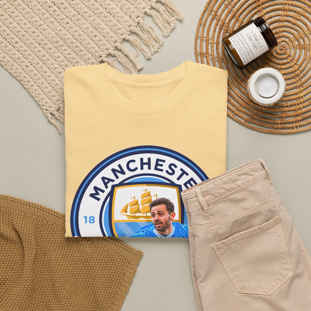 Bernardo SIlva Manchester City legend Cotton T‑Shirt — Blue Crest Football Tee