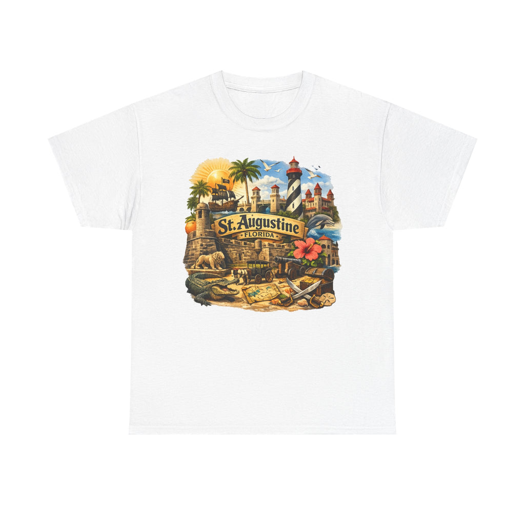 St. Augustine Florida Vintage Travel Tee — Retro Beach & Lighthouse Souvenir T-Shirt