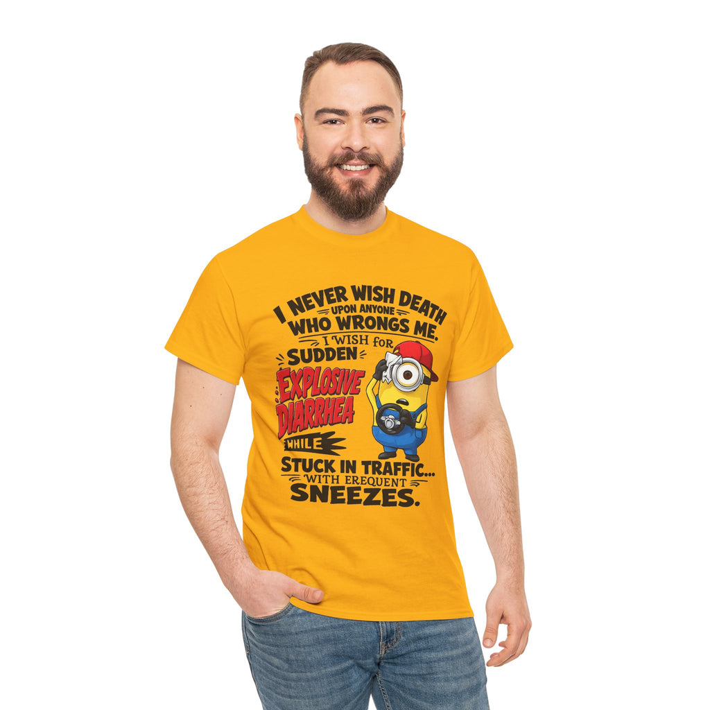 Funny Minion Traffic Tee — "Explosive Diarrhea" Humorous Graphic T-Shirt